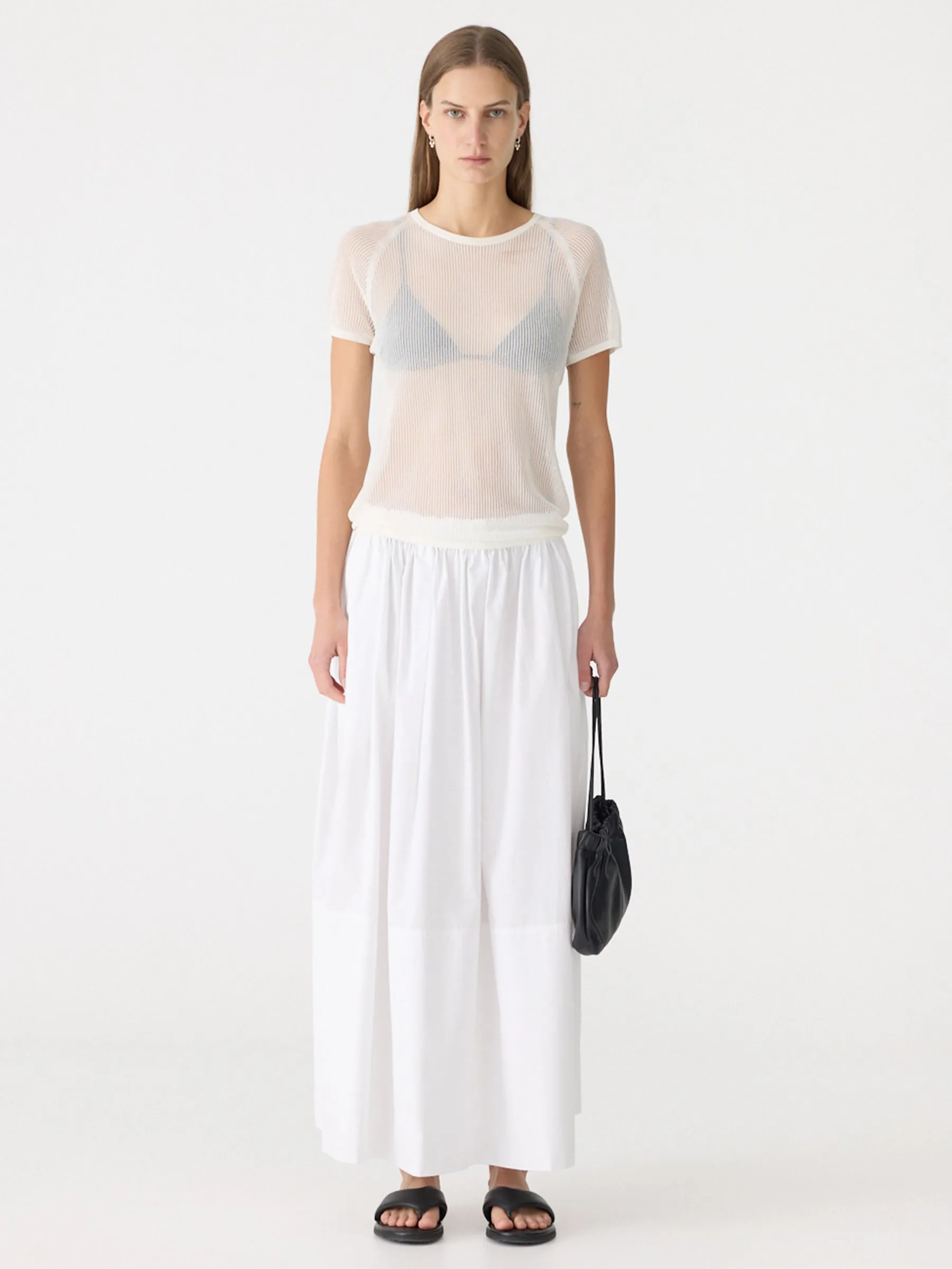 Cotton Gathered Longline Skirt sold by Bassike