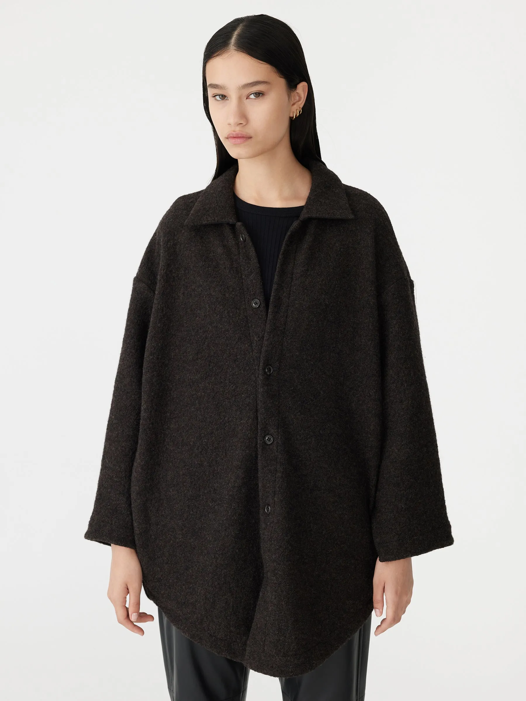 oversized woollen shirt sold by Bassike product image thumbnail 2