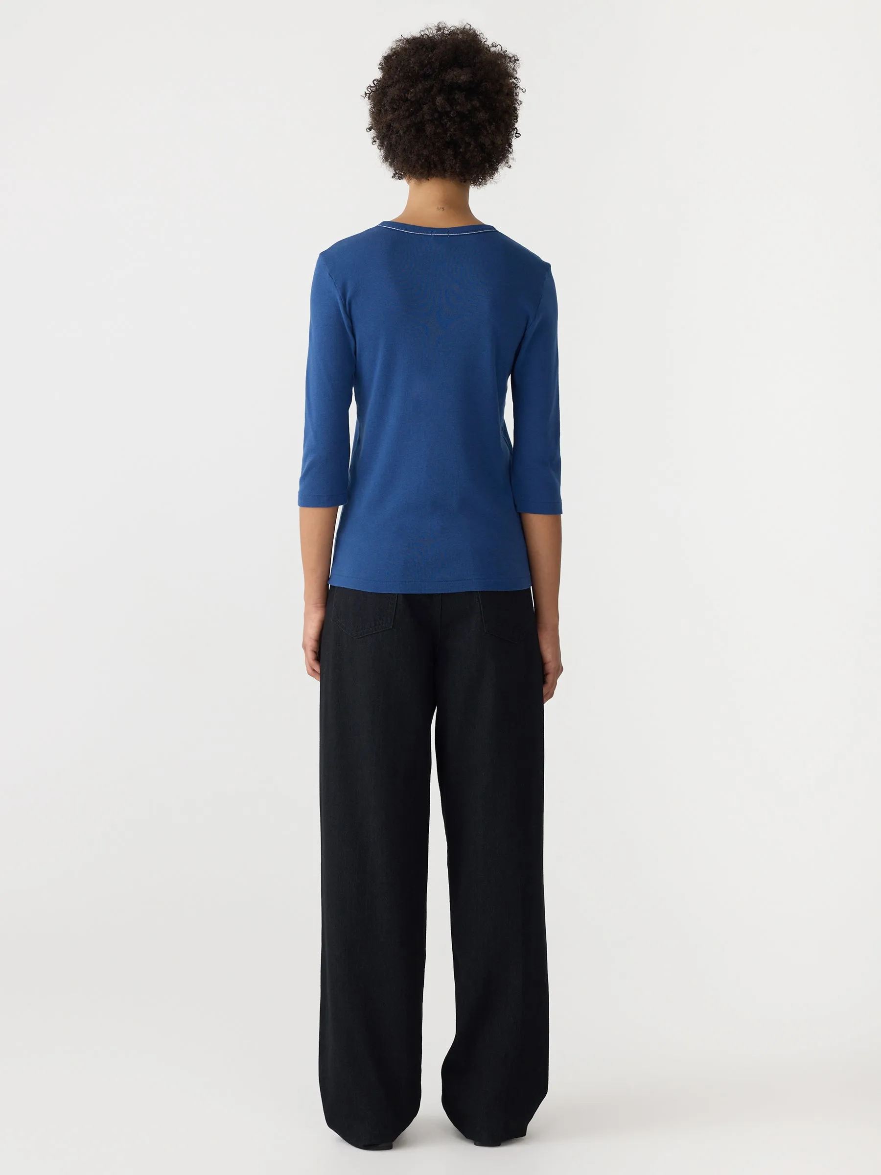 Rib Placket 3/4 Sleeve T-Shirt sold by Bassike product image thumbnail 4