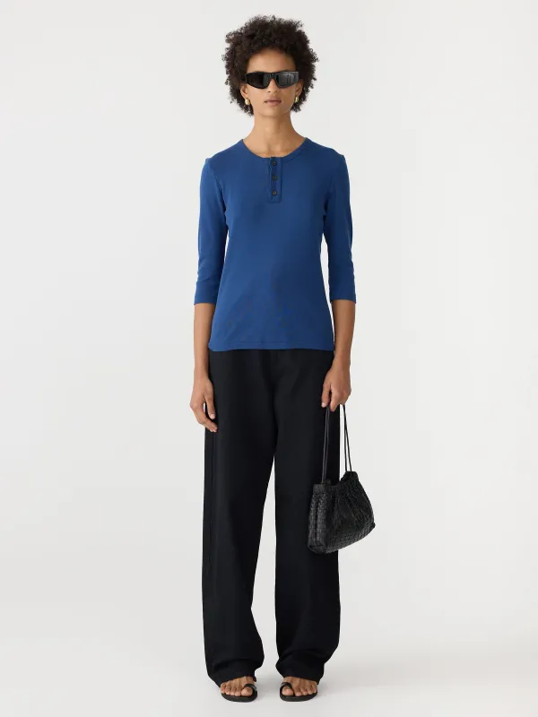 Rib Placket 3/4 Sleeve T-Shirt sold by Bassike