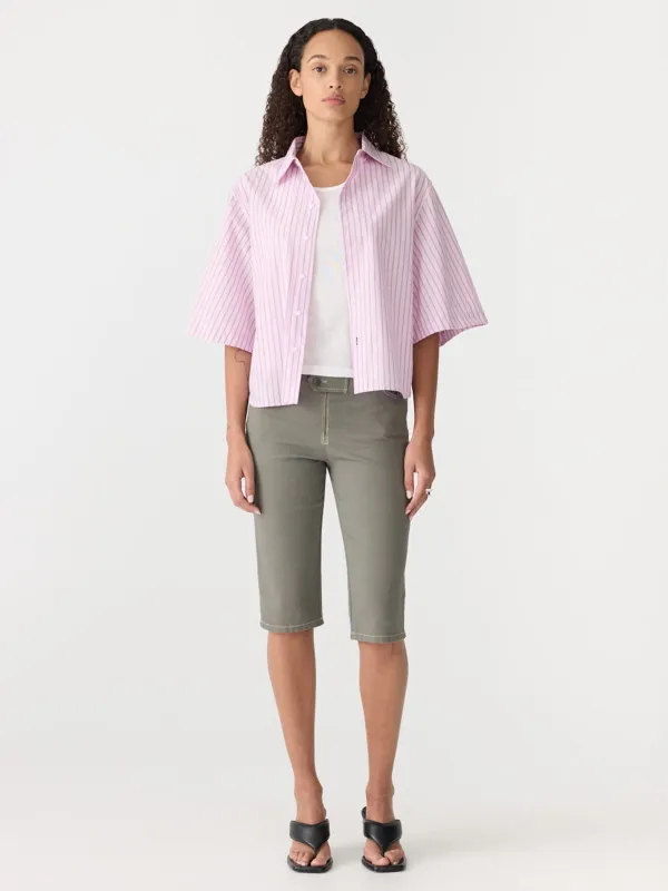 Soft Pink Stripe Short Sleeve Shirt sold by Bassike