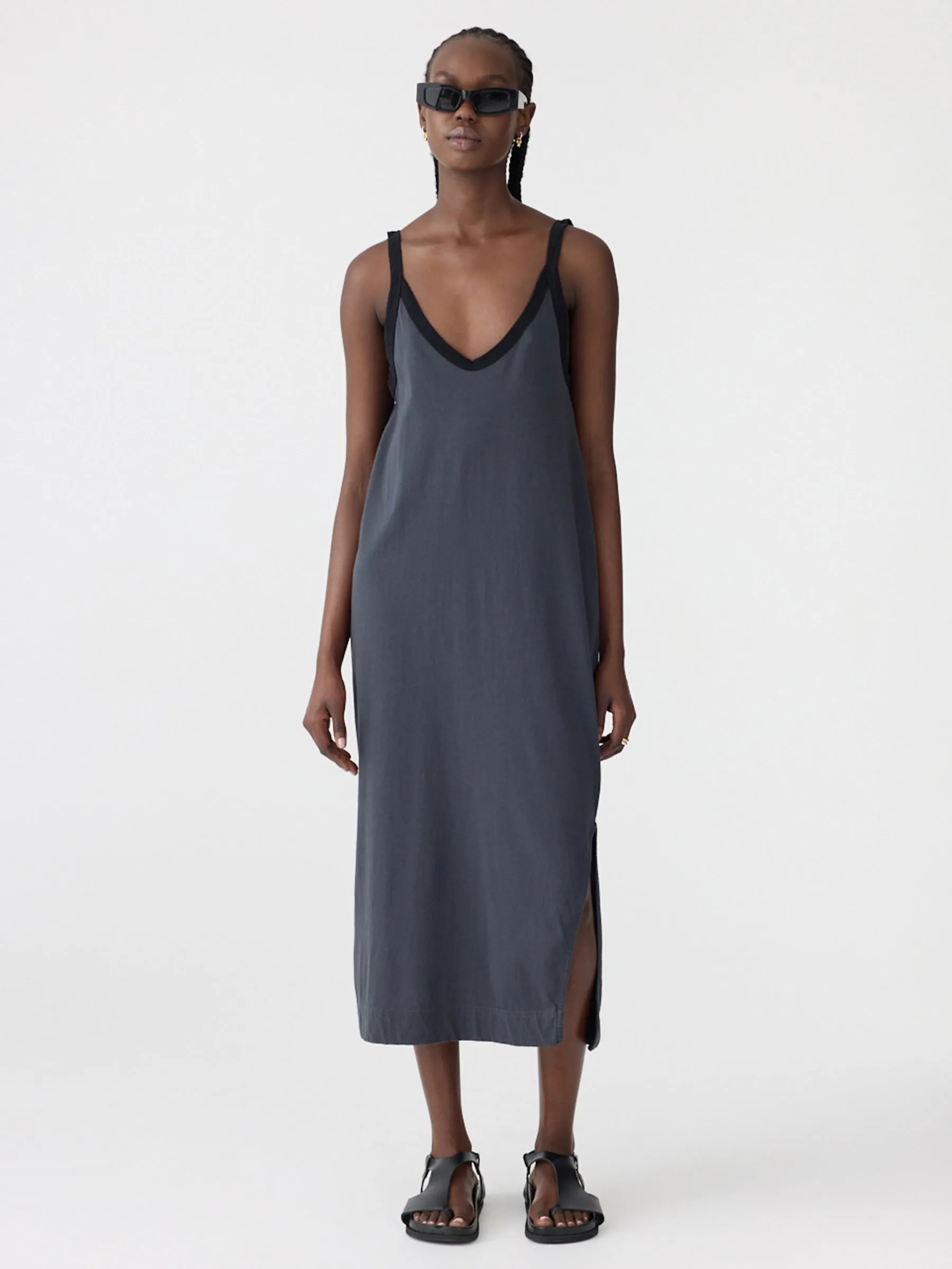 Contrast V-Neck Slip Dress sold by Bassike product image thumbnail 5