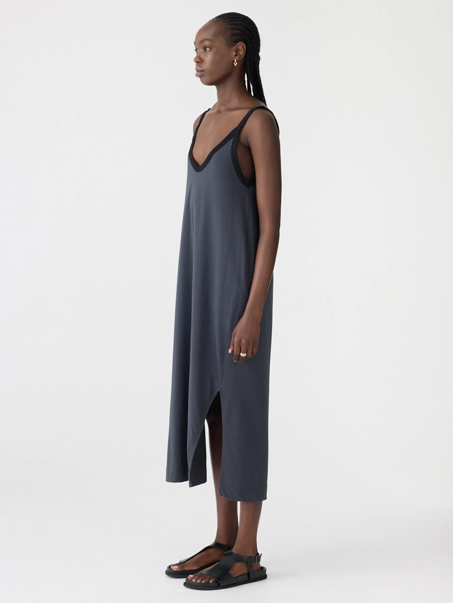 Contrast V-Neck Slip Dress sold by Bassike product image thumbnail 2