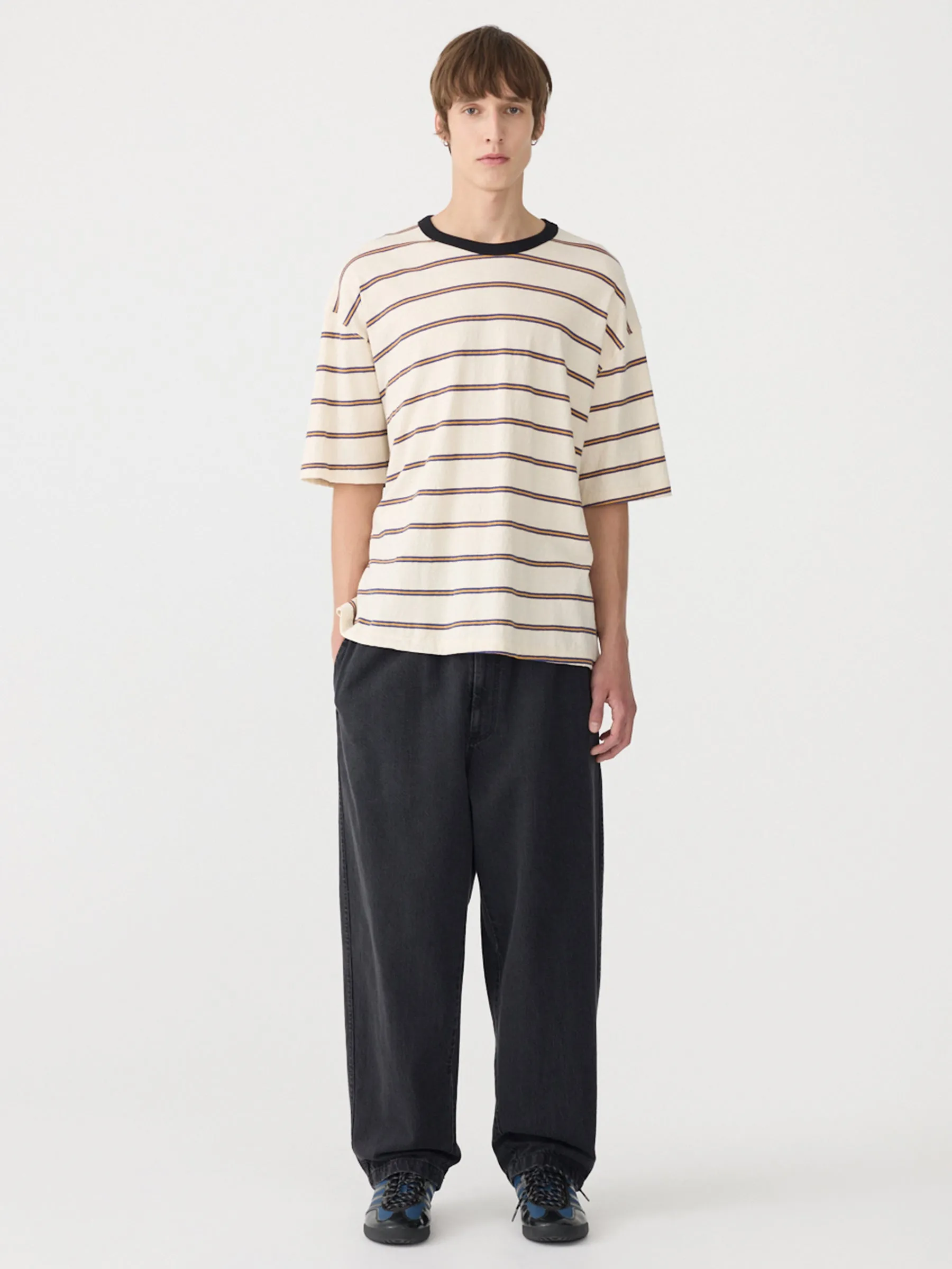 Stripe Boxy Short Sleeve T-Shirt sold by Bassike