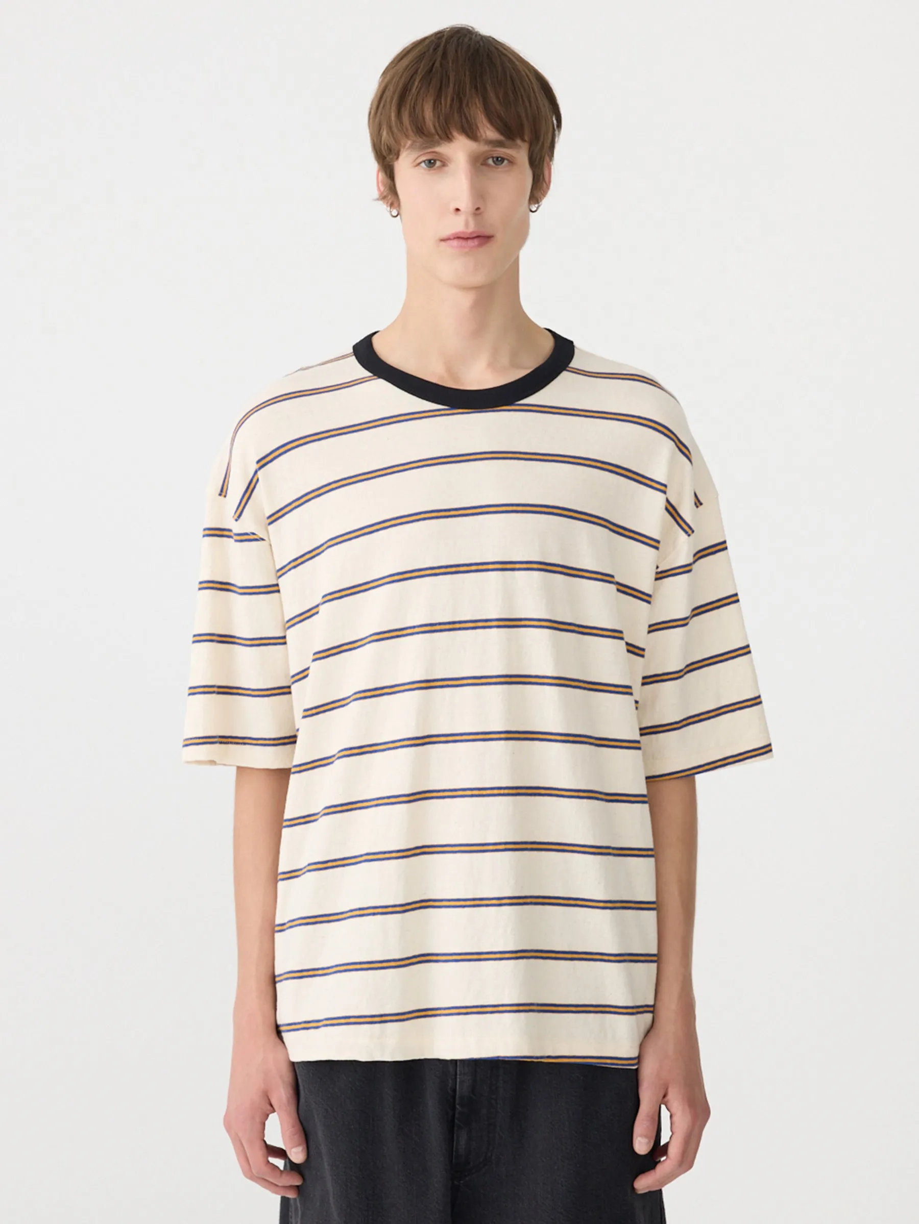 Stripe Boxy Short Sleeve T-Shirt sold by Bassike product image thumbnail 2
