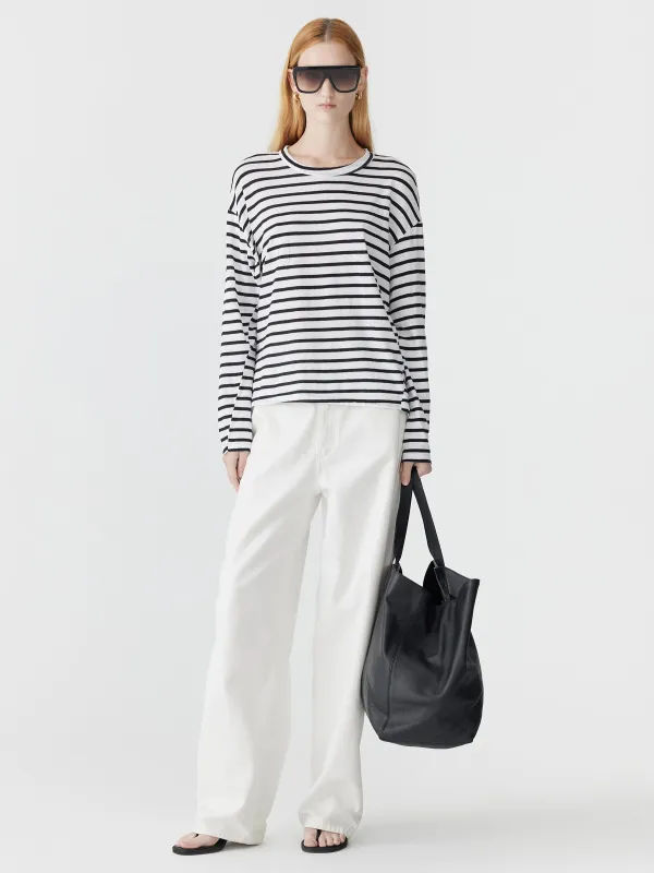 Stripe Slouch Long Sleeve T-Shirt sold by Bassike