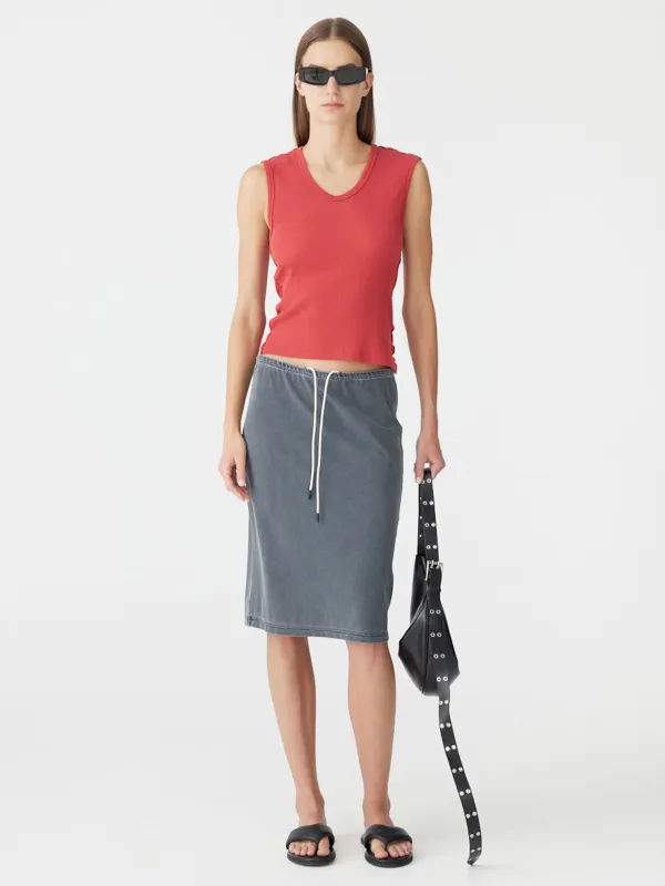 Sheer Rib V-Neck Muscle Tank sold by Bassike