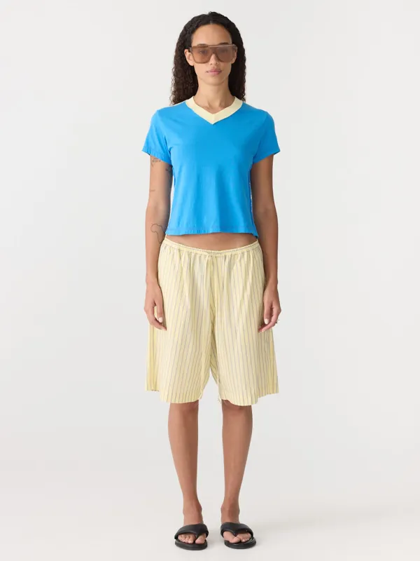 Soft Yellow Stripe Short sold by Bassike