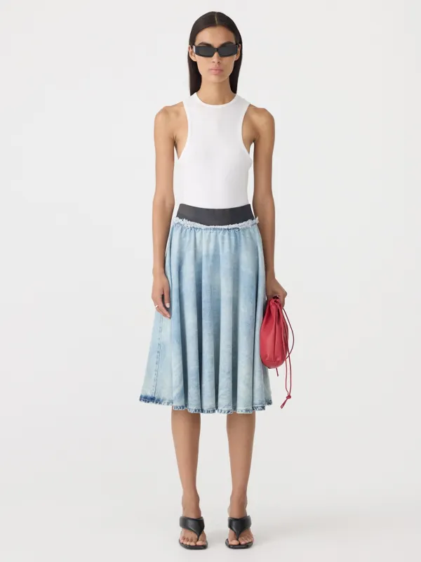 Elastic Circle Denim Skirt sold by Bassike