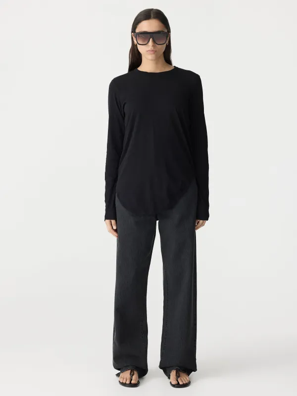 Regular Scoop Hem Long Sleeve T.Shirt sold by Bassike