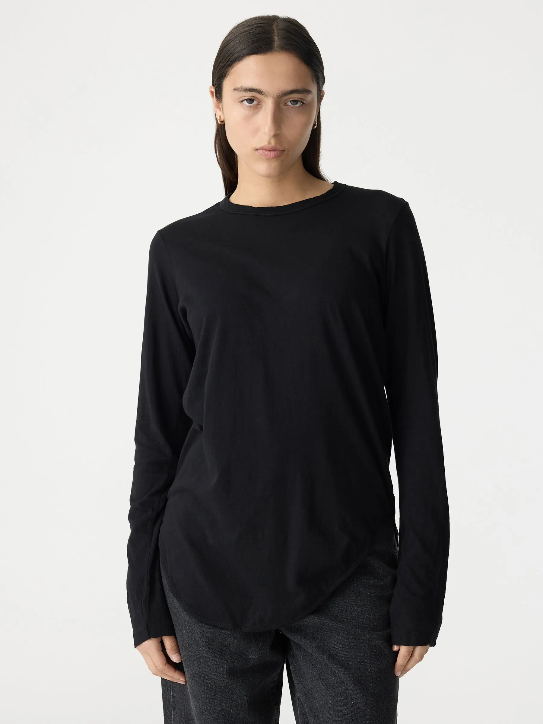 Regular Scoop Hem Long Sleeve T.Shirt sold by Bassike product image thumbnail 2