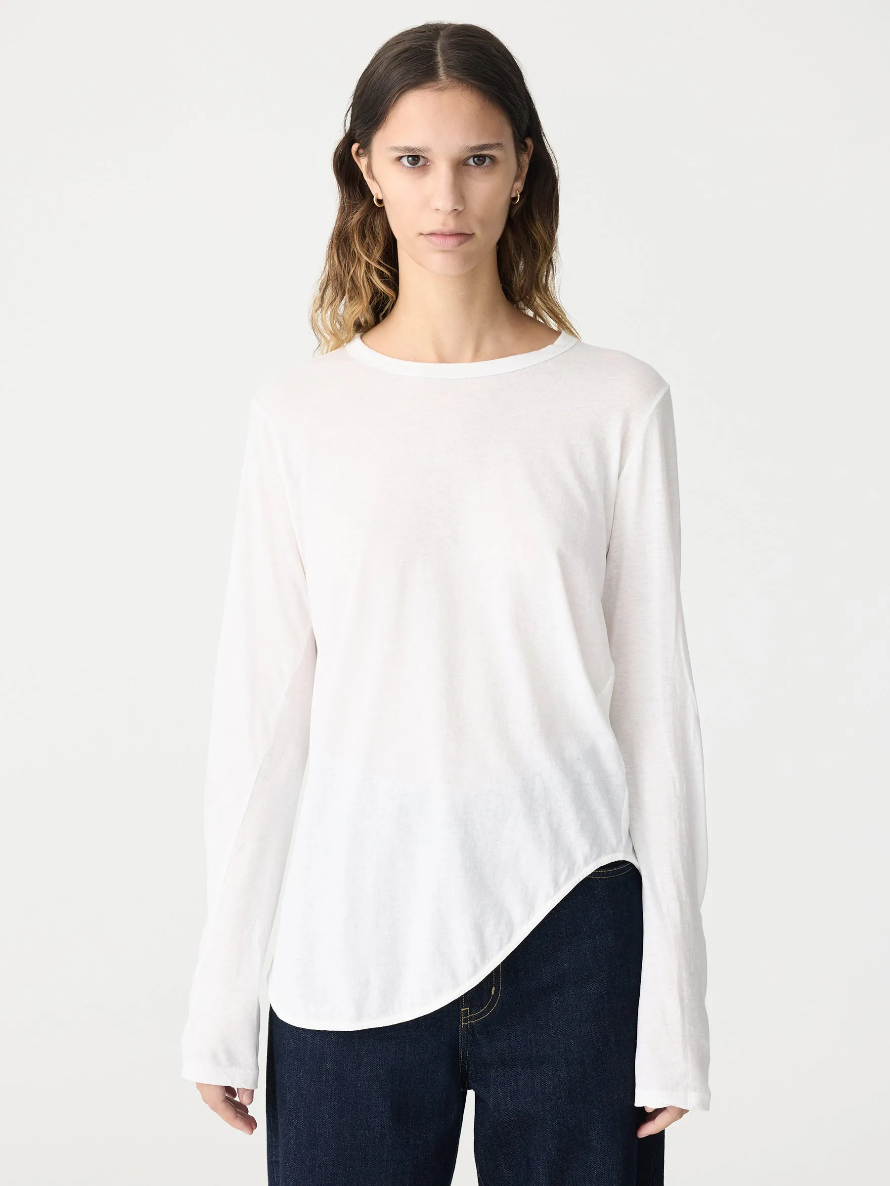 Regular Scoop Hem Long Sleeve T-Shirt sold by Bassike product image thumbnail 2