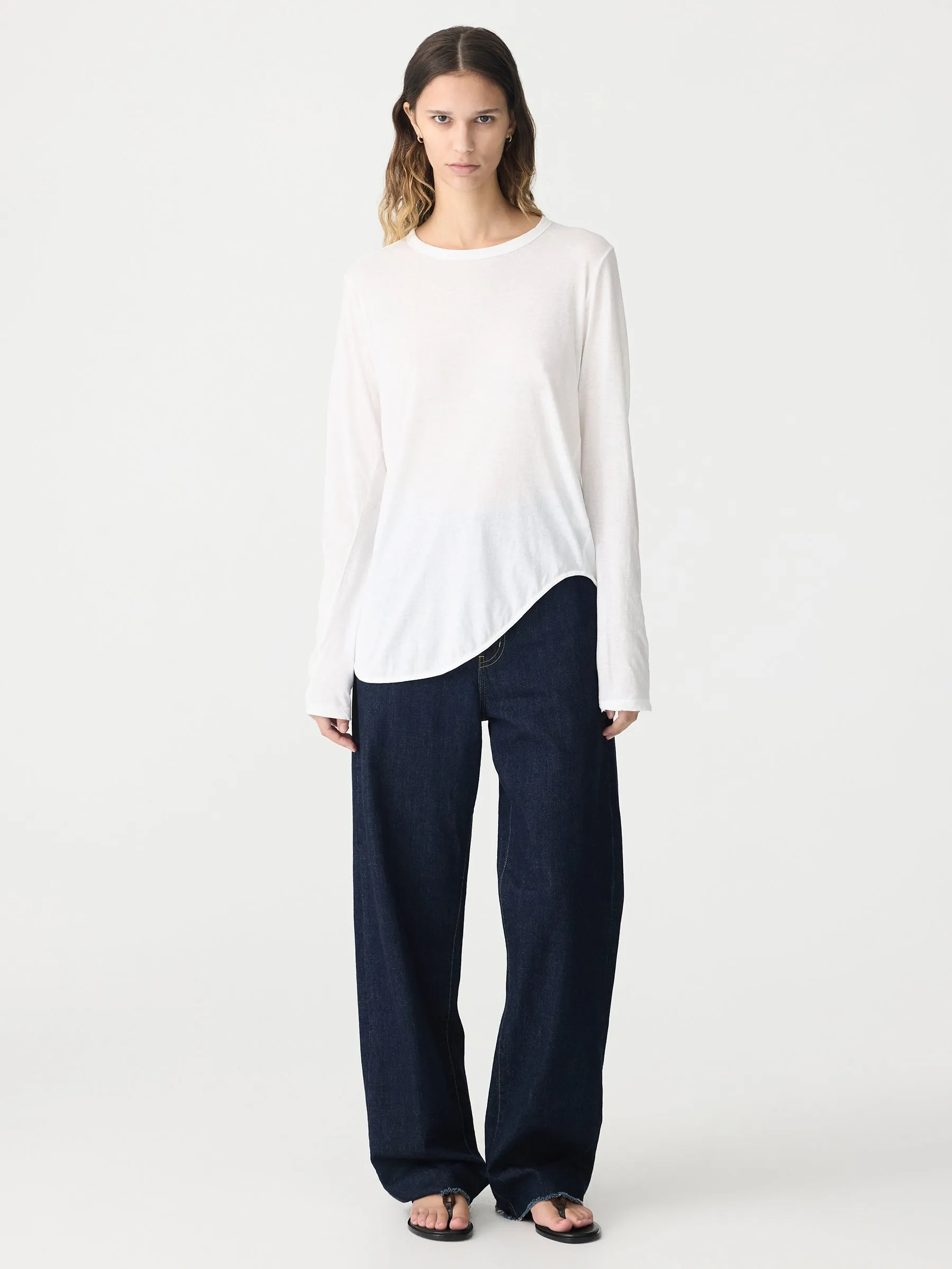 Regular Scoop Hem Long Sleeve T-Shirt sold by Bassike