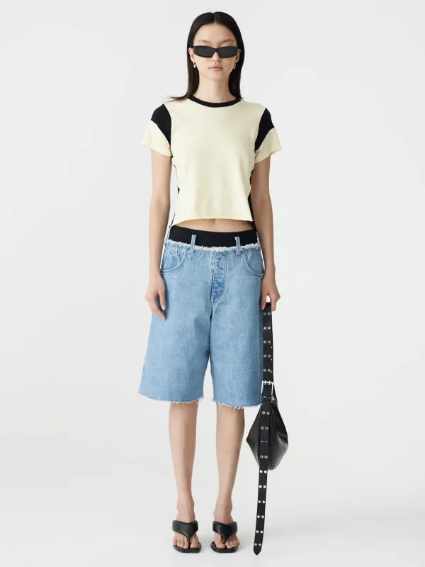 Elastic Longerline Denim Short sold by Bassike