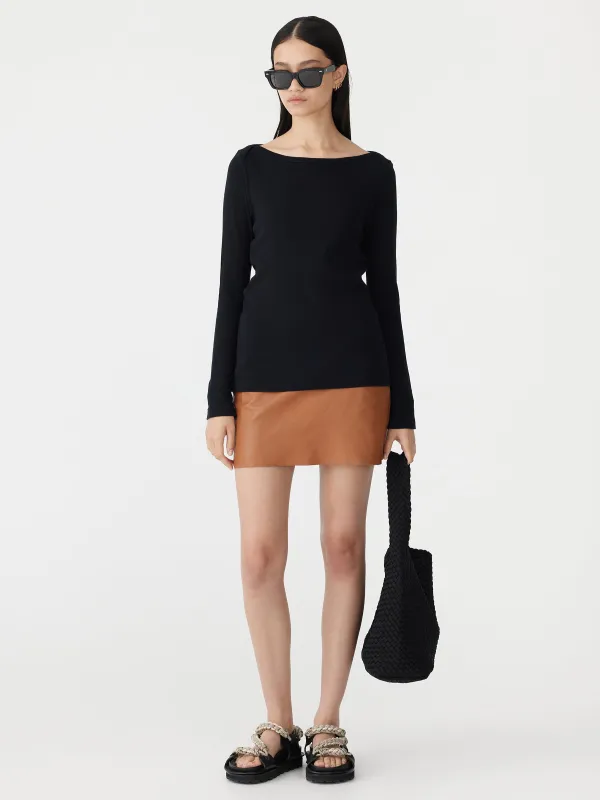 Raw Detail Leather Mini Skirt sold by Bassike