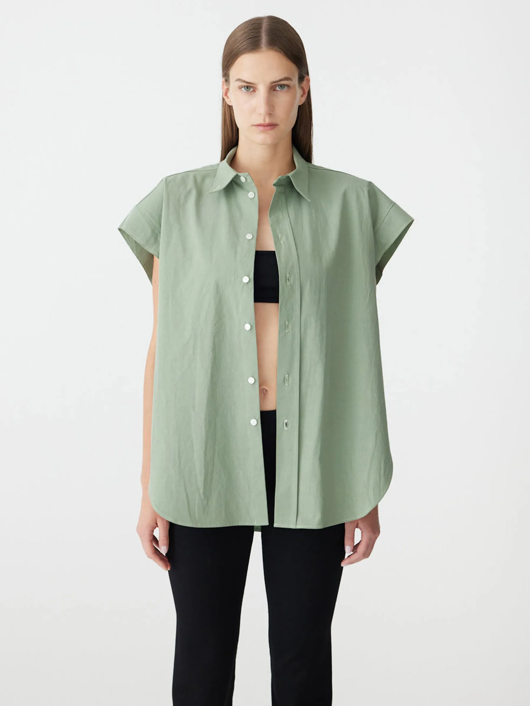 Crushed Cotton Scoop Hem Shirt sold by Bassike product image thumbnail 2