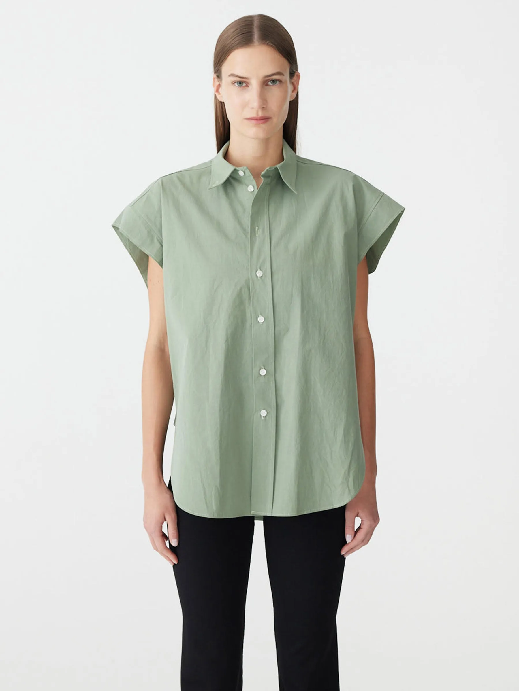 Crushed Cotton Scoop Hem Shirt sold by Bassike product image thumbnail 3
