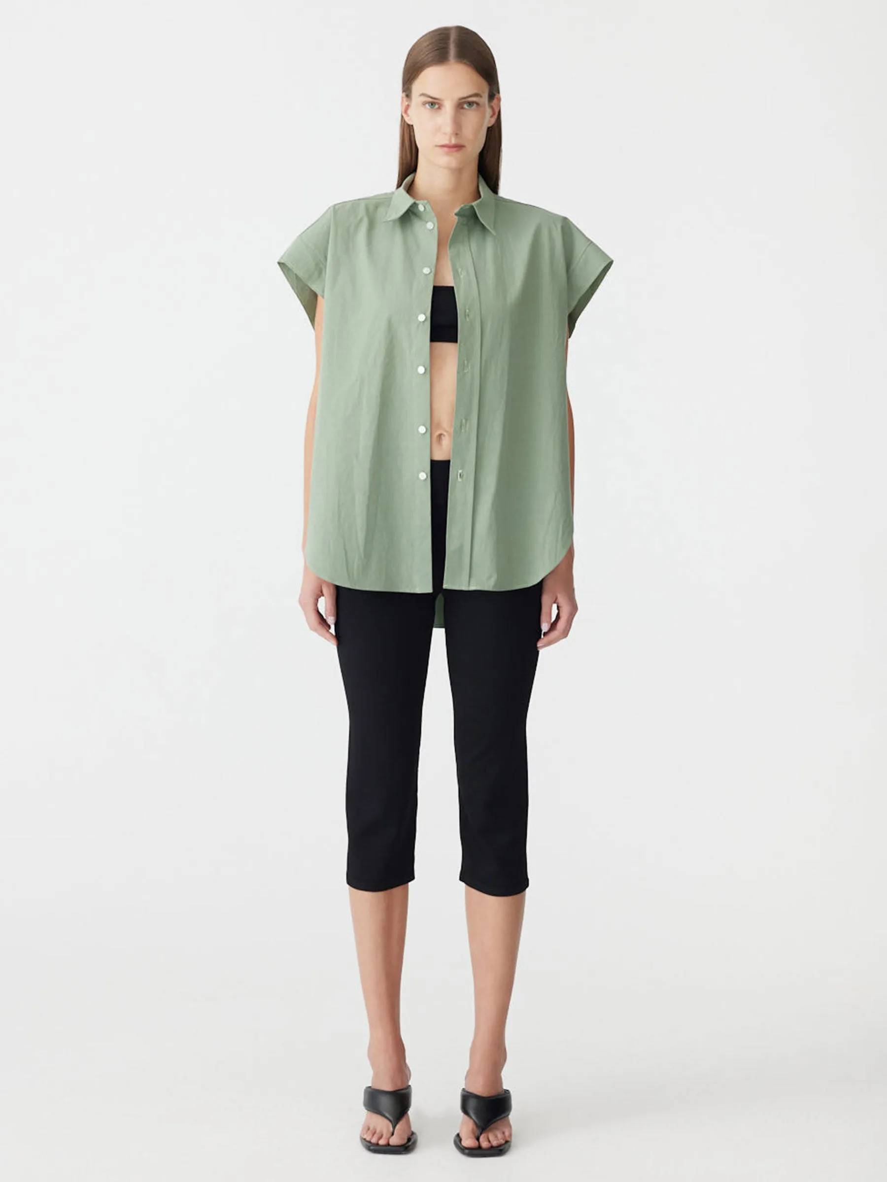 Crushed Cotton Scoop Hem Shirt sold by Bassike