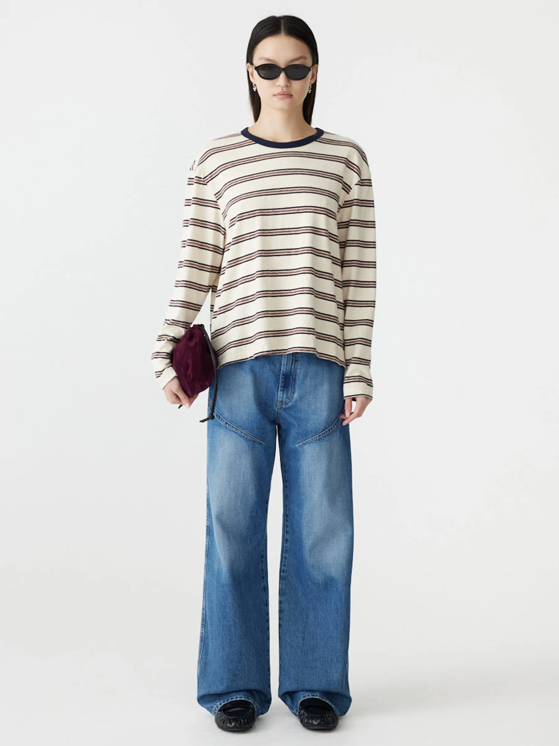 Stripe Boyfriend Heritage Long Sleeve T-Shirt sold by Bassike product image thumbnail 5