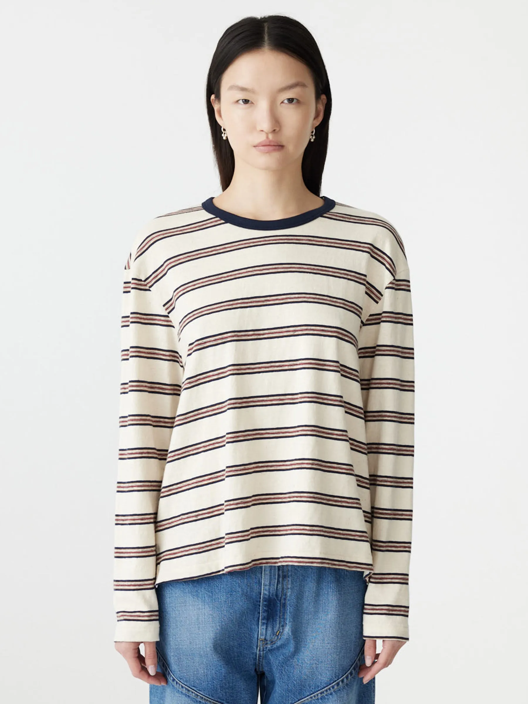 Stripe Boyfriend Heritage Long Sleeve T-Shirt sold by Bassike product image thumbnail 2