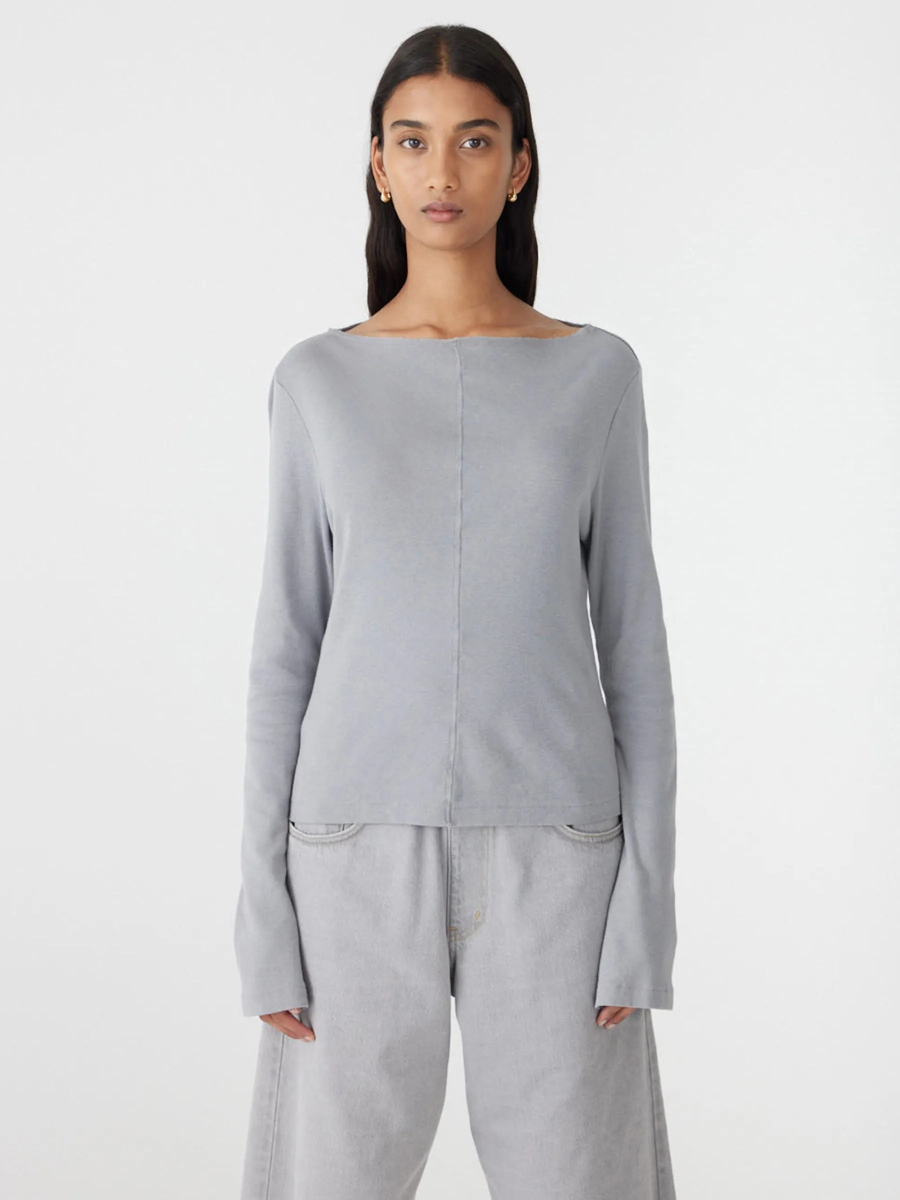 Front Seam Rib Long Sleeve T-Shirt sold by Bassike product image thumbnail 2