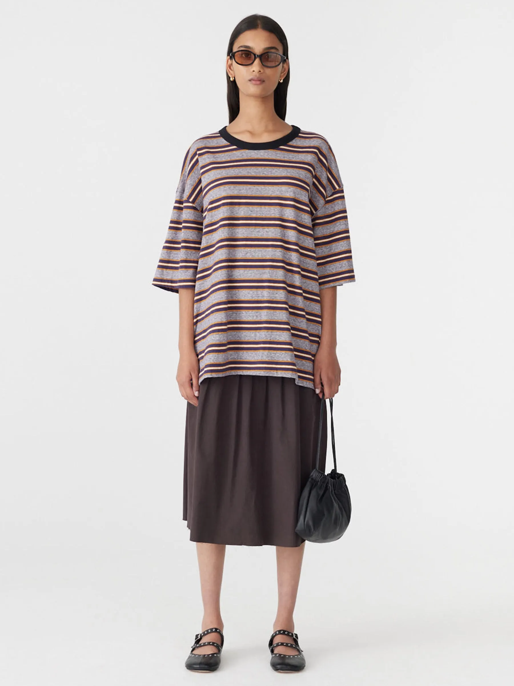 Universal Vintage Stripe Boxy T-Shirt sold by Bassike product image thumbnail 2