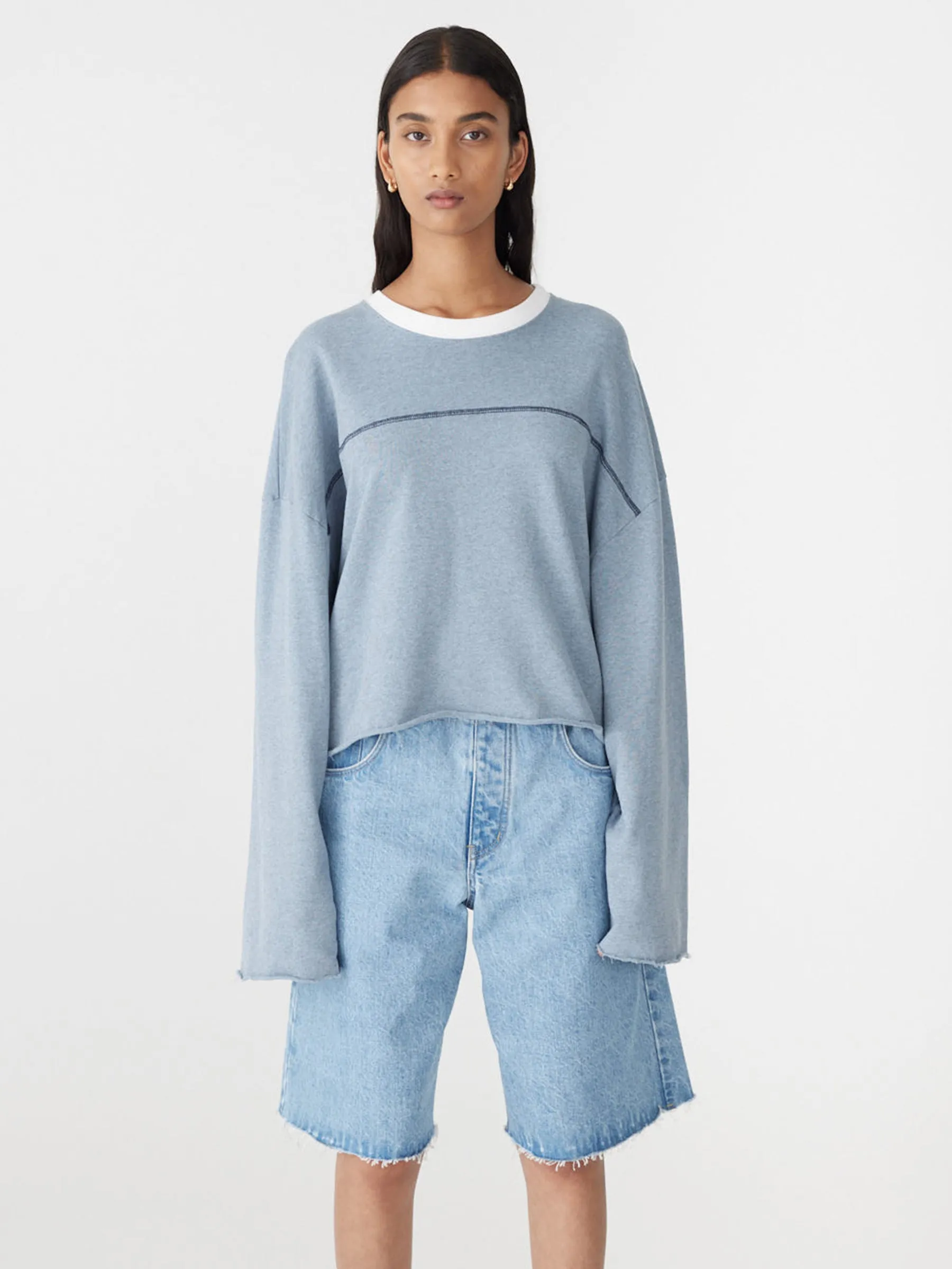 Terry Raw Long Sleeve Crop T-Shirt sold by Bassike product image thumbnail 2