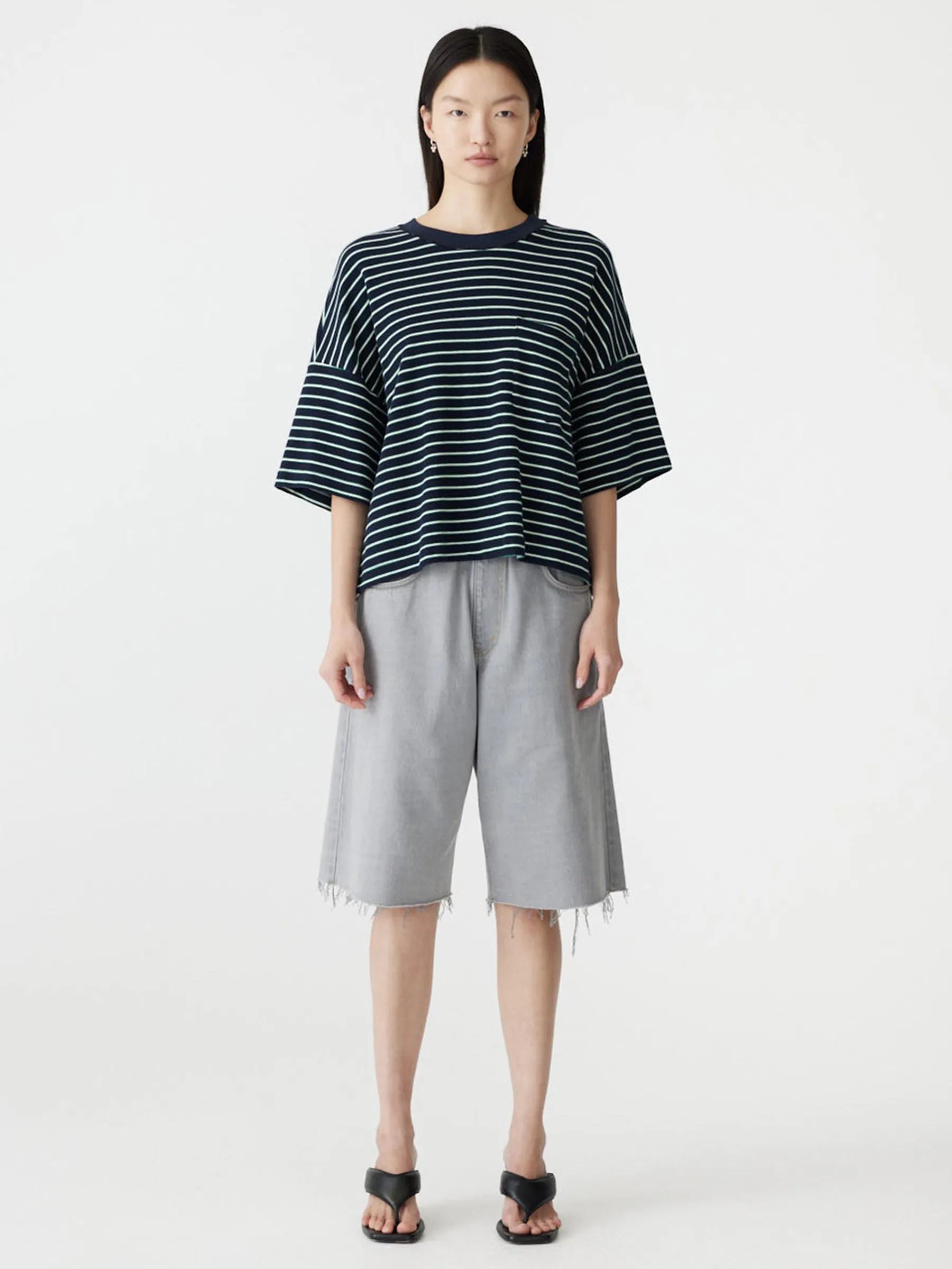 Stripe Boxy Pocket T-Shirt sold by Bassike product image thumbnail 2
