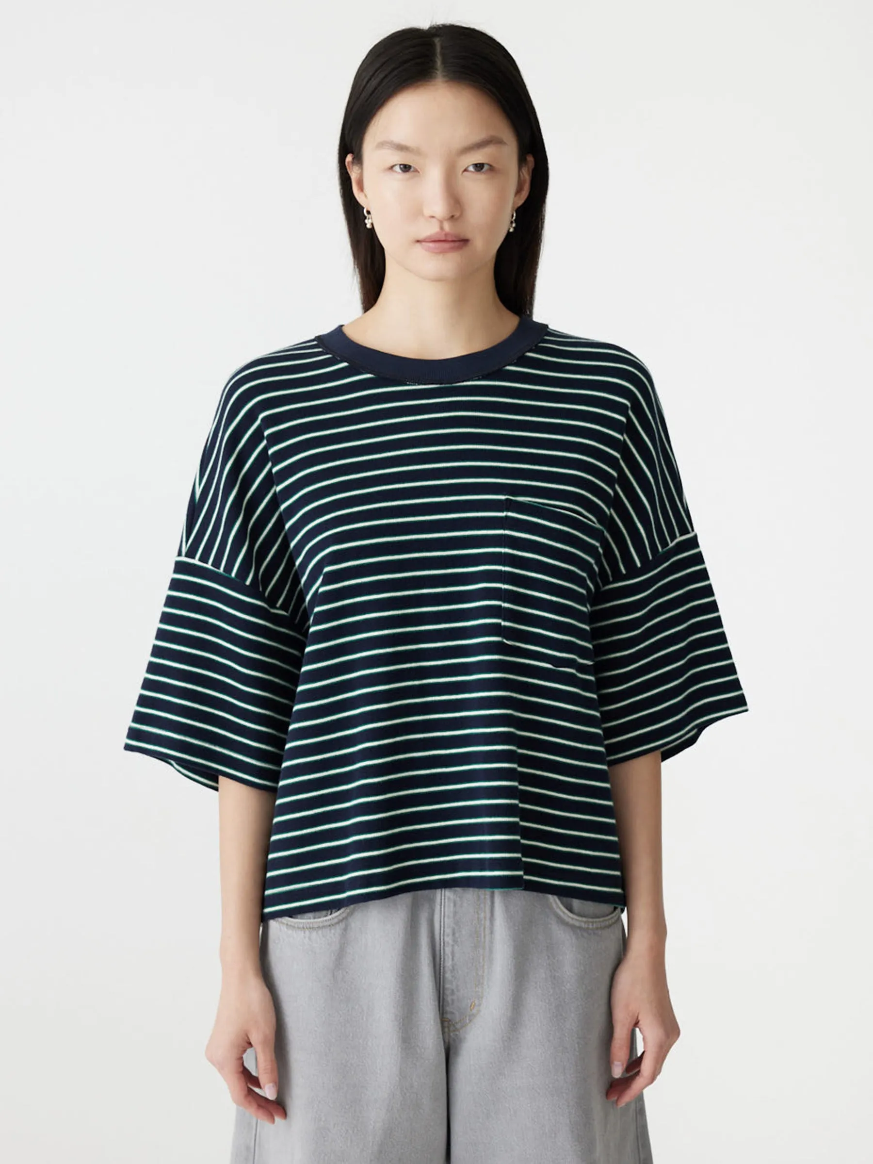 Stripe Boxy Pocket T-Shirt sold by Bassike product image thumbnail 3
