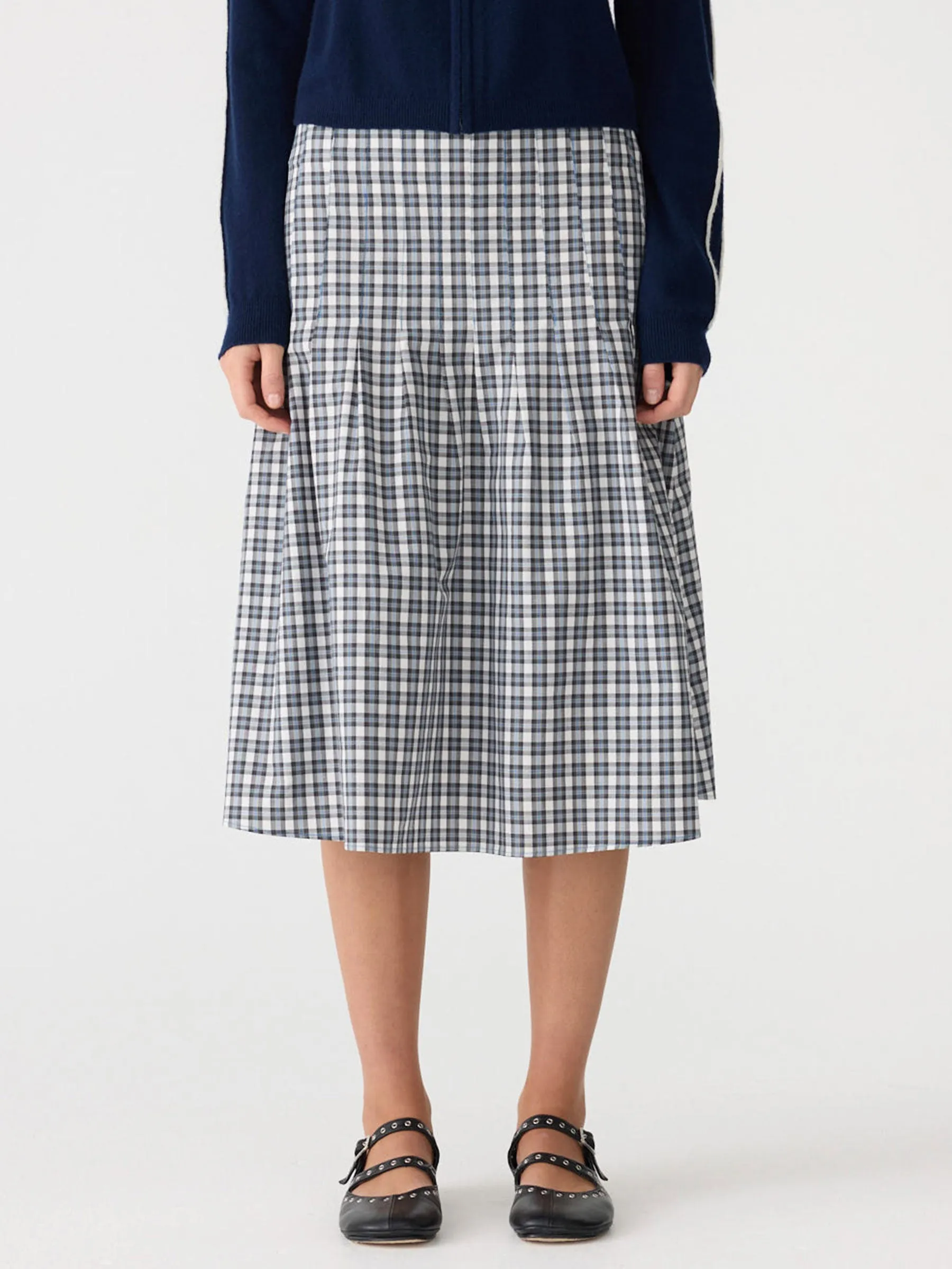 Pleat Check Pinstitch Skirt sold by Bassike product image thumbnail 2