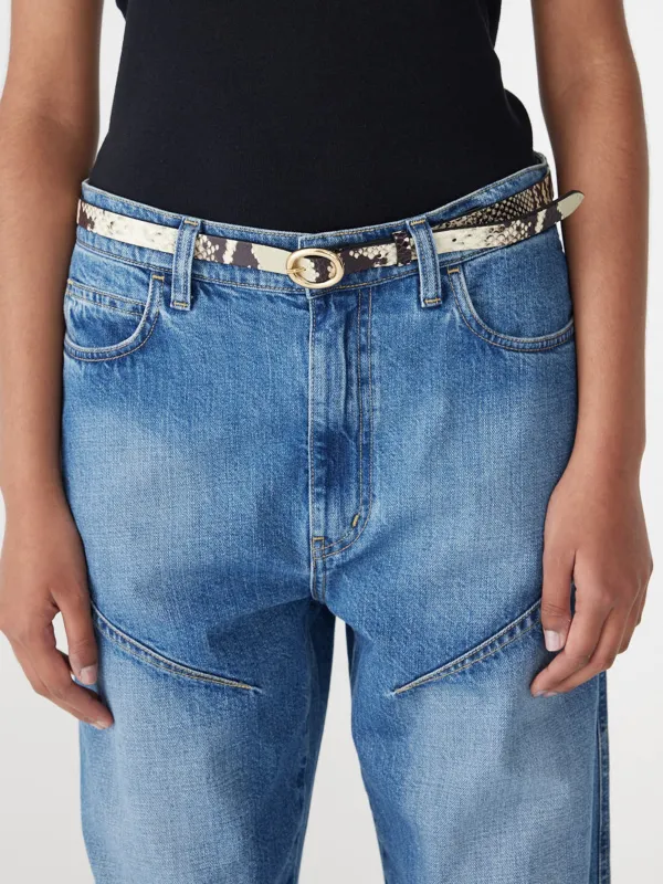 Mini Snake Print Leather Belt made by Bassike