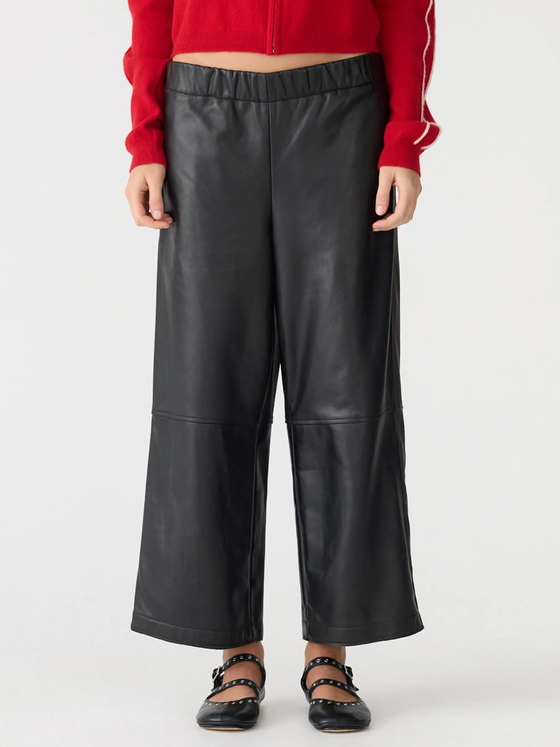 Leather Pull On Wide Leg Pant sold by Bassike product image thumbnail 2