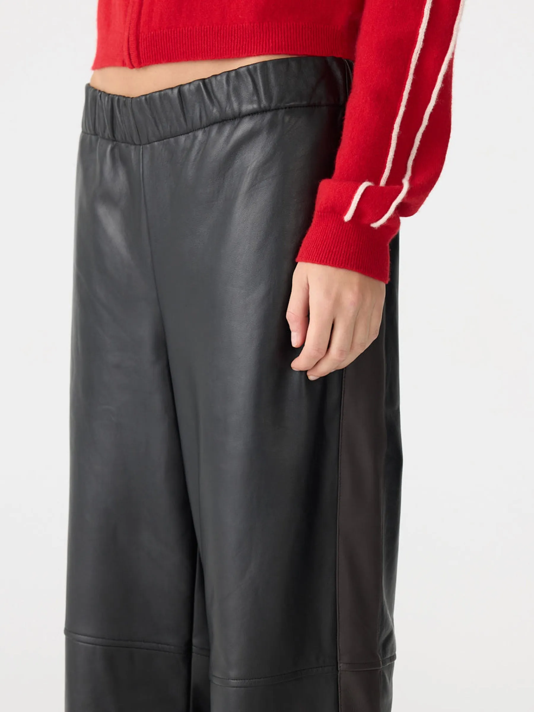 Leather Pull On Wide Leg Pant sold by Bassike product image thumbnail 3