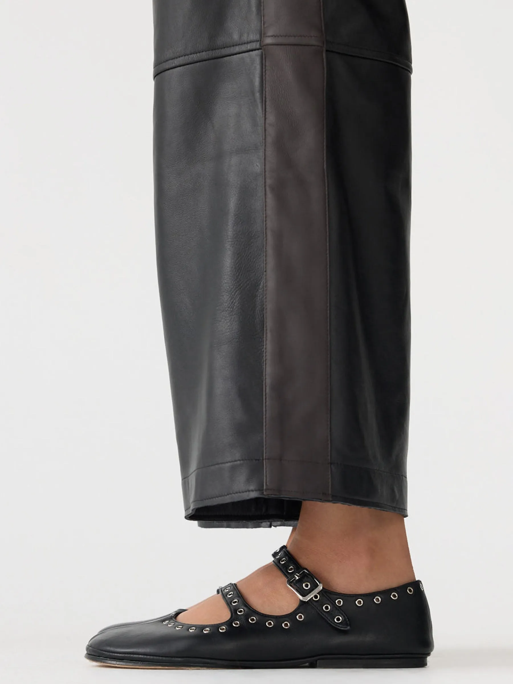 Leather Pull On Wide Leg Pant sold by Bassike product image thumbnail 4
