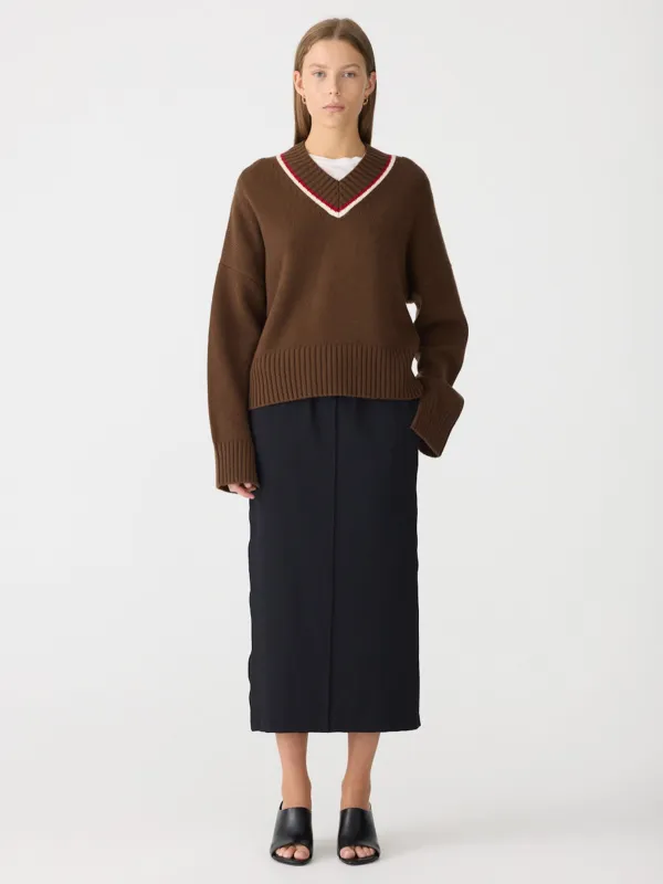 Stripe Detail V Neck Knit made by Bassike