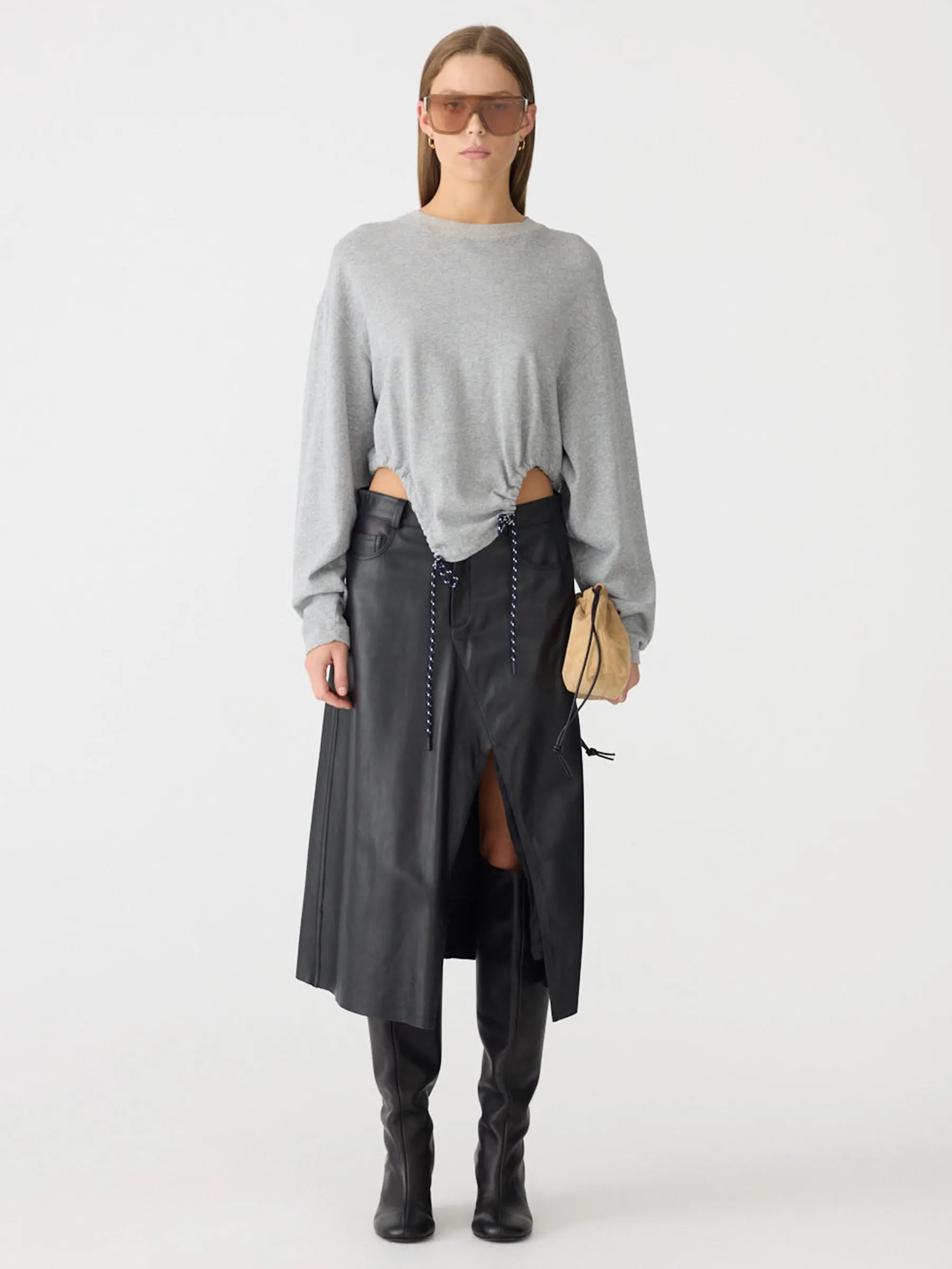 Asymmetric Leather Skirt sold by Bassike