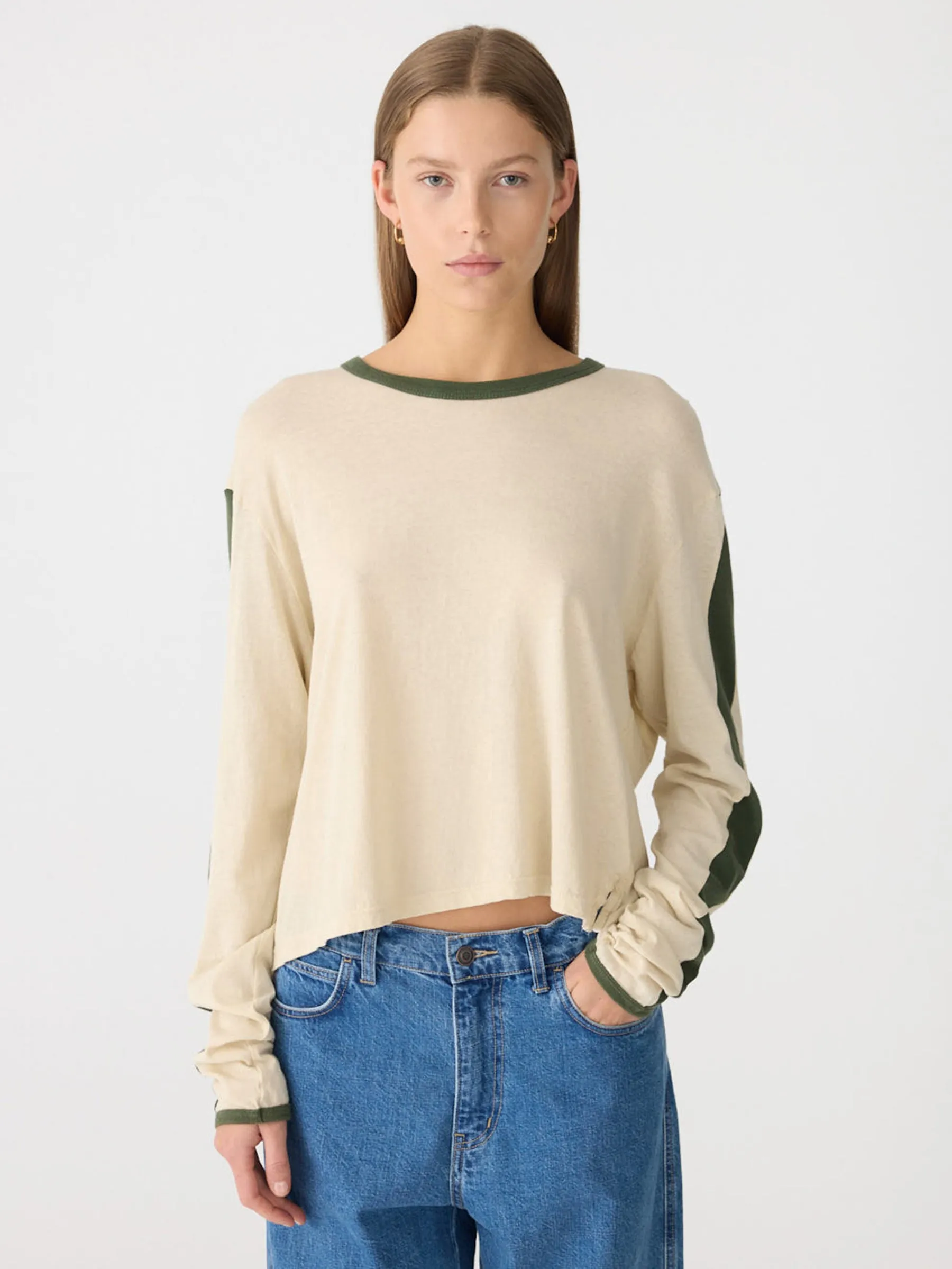 Racer Sleeve Long Sleeve T-Shirt sold by Bassike product image thumbnail 3