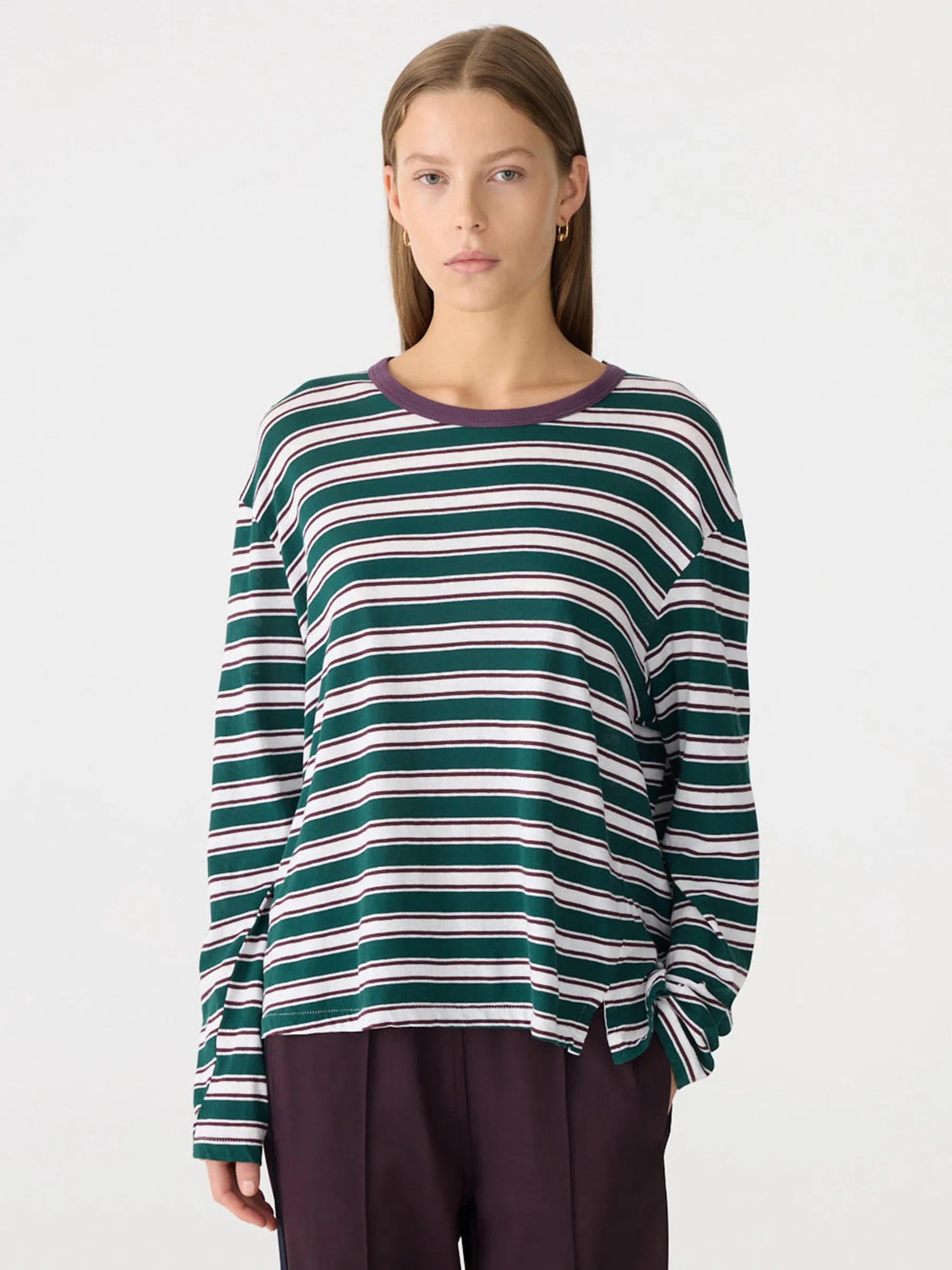 Stripe Boyfriend Long Sleeve T-Shirt sold by Bassike product image thumbnail 2