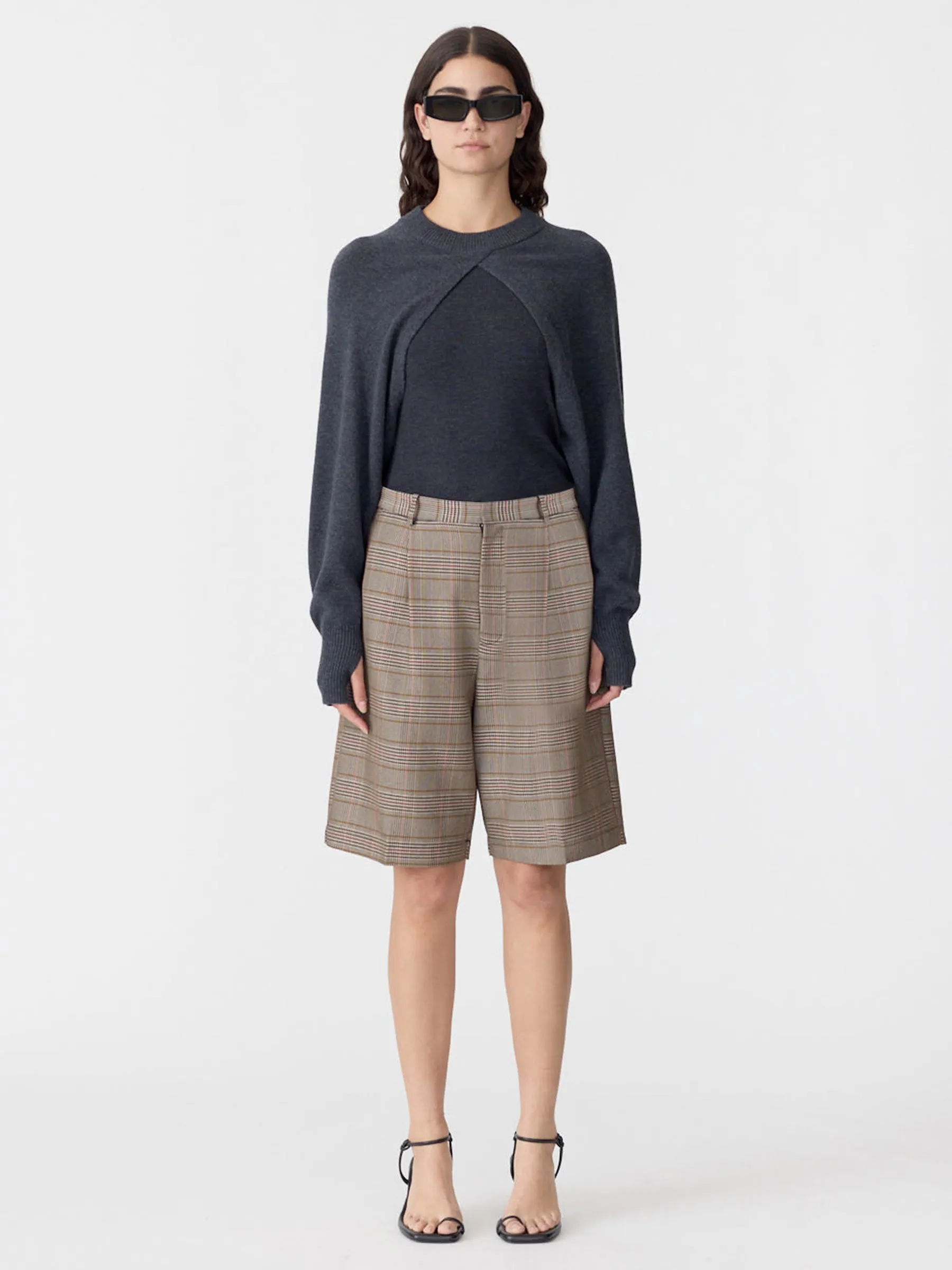 Pleated Check Short sold by Bassike