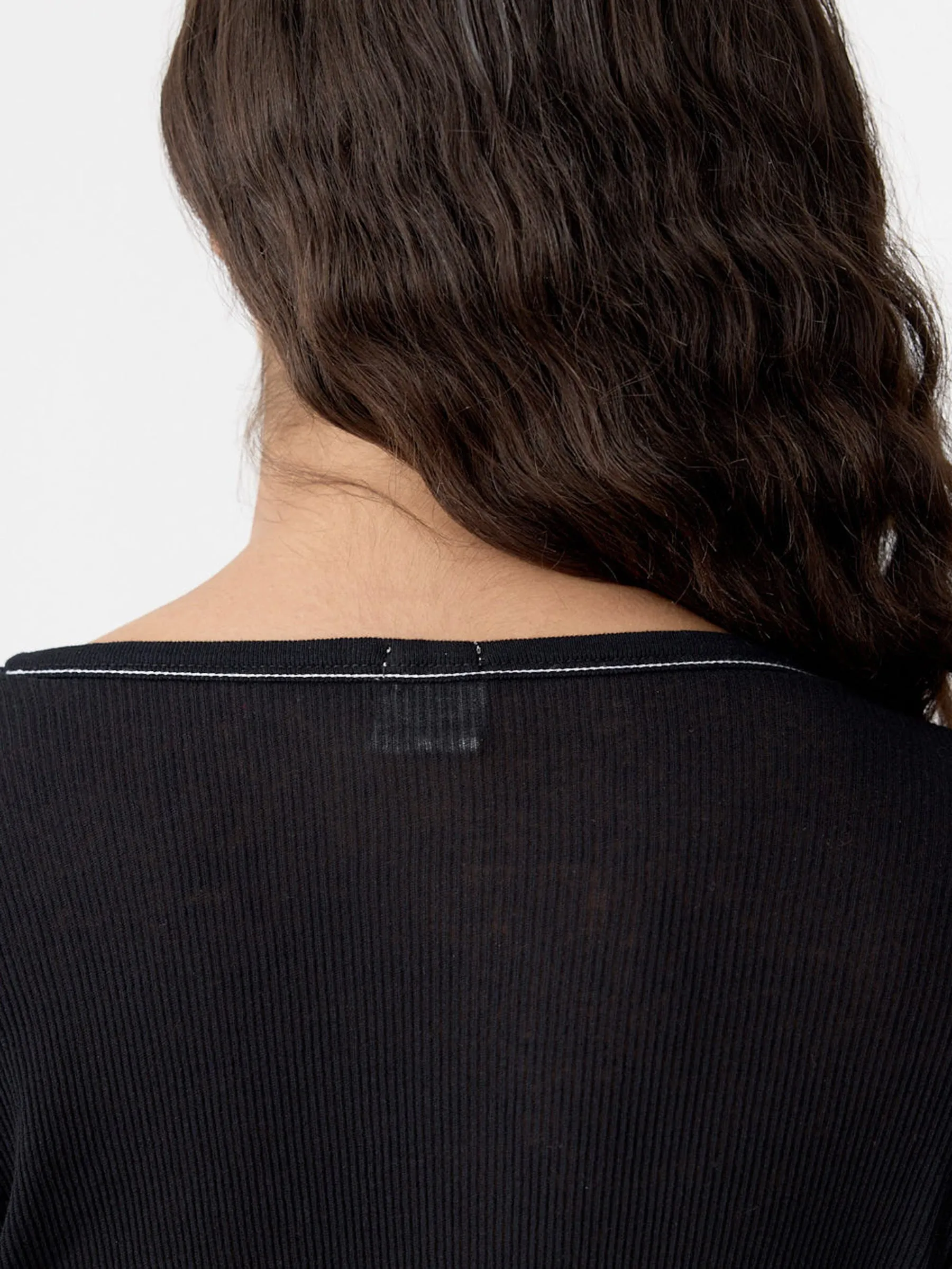 Sheer Rib Long Sleeve Placket T-Shirt sold by Bassike product image thumbnail 3