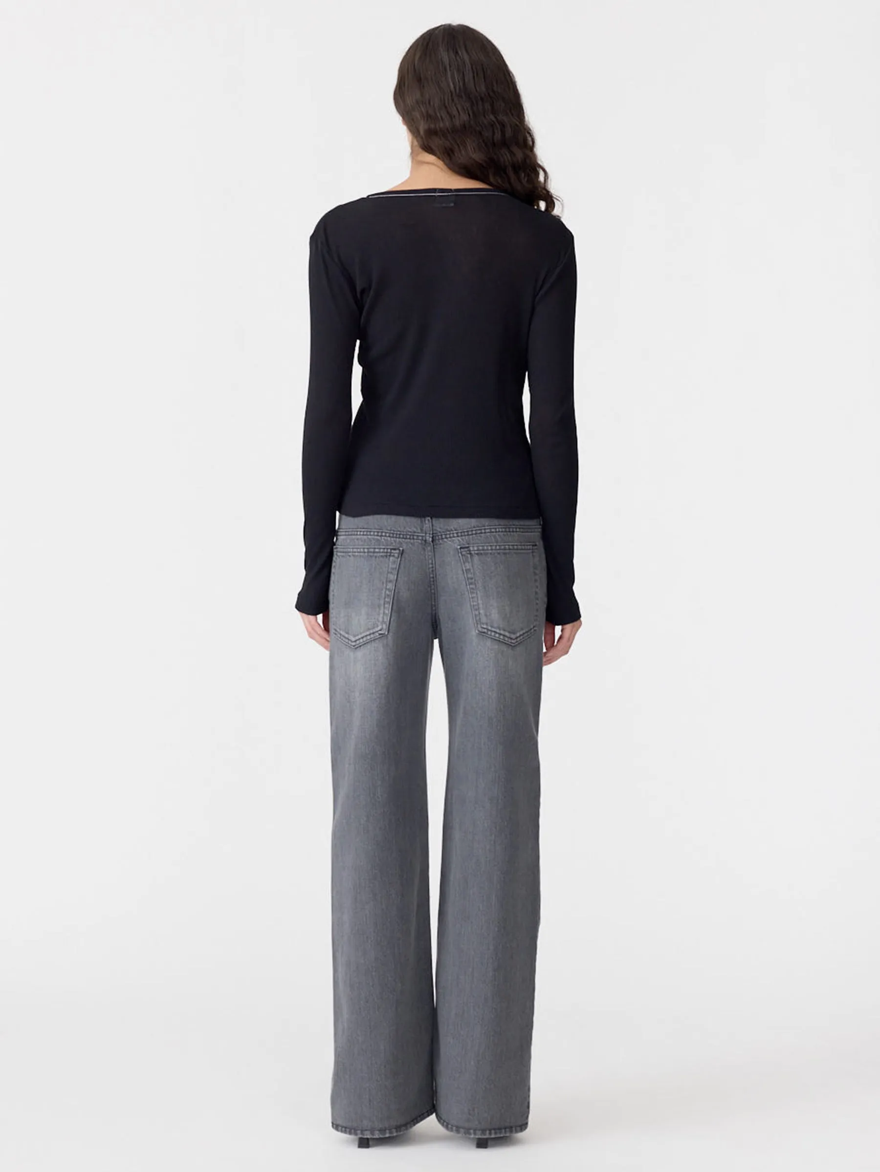 Sheer Rib Long Sleeve Placket T-Shirt sold by Bassike product image thumbnail 4