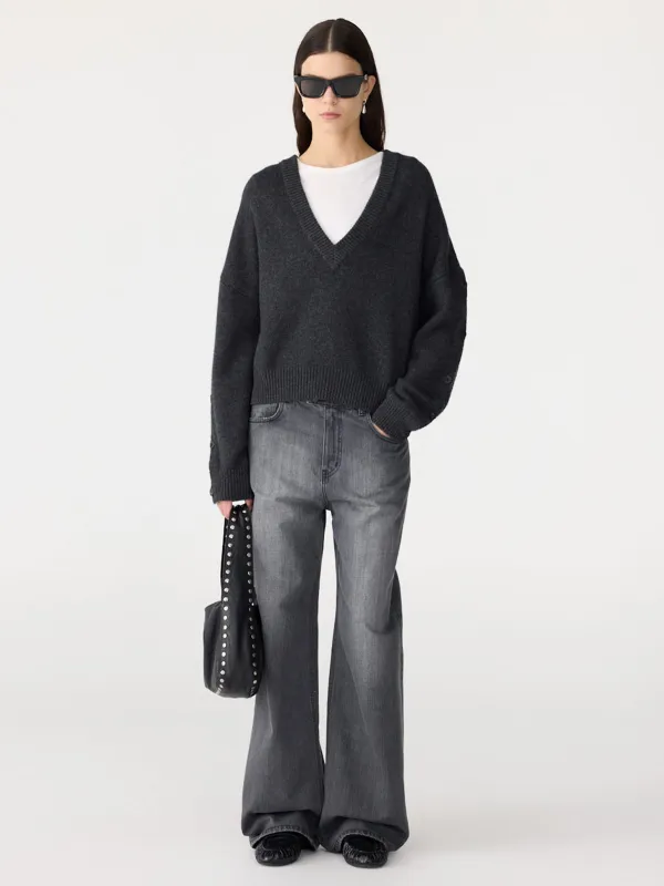 Sleeve Detail V Neck Knit made by Bassike