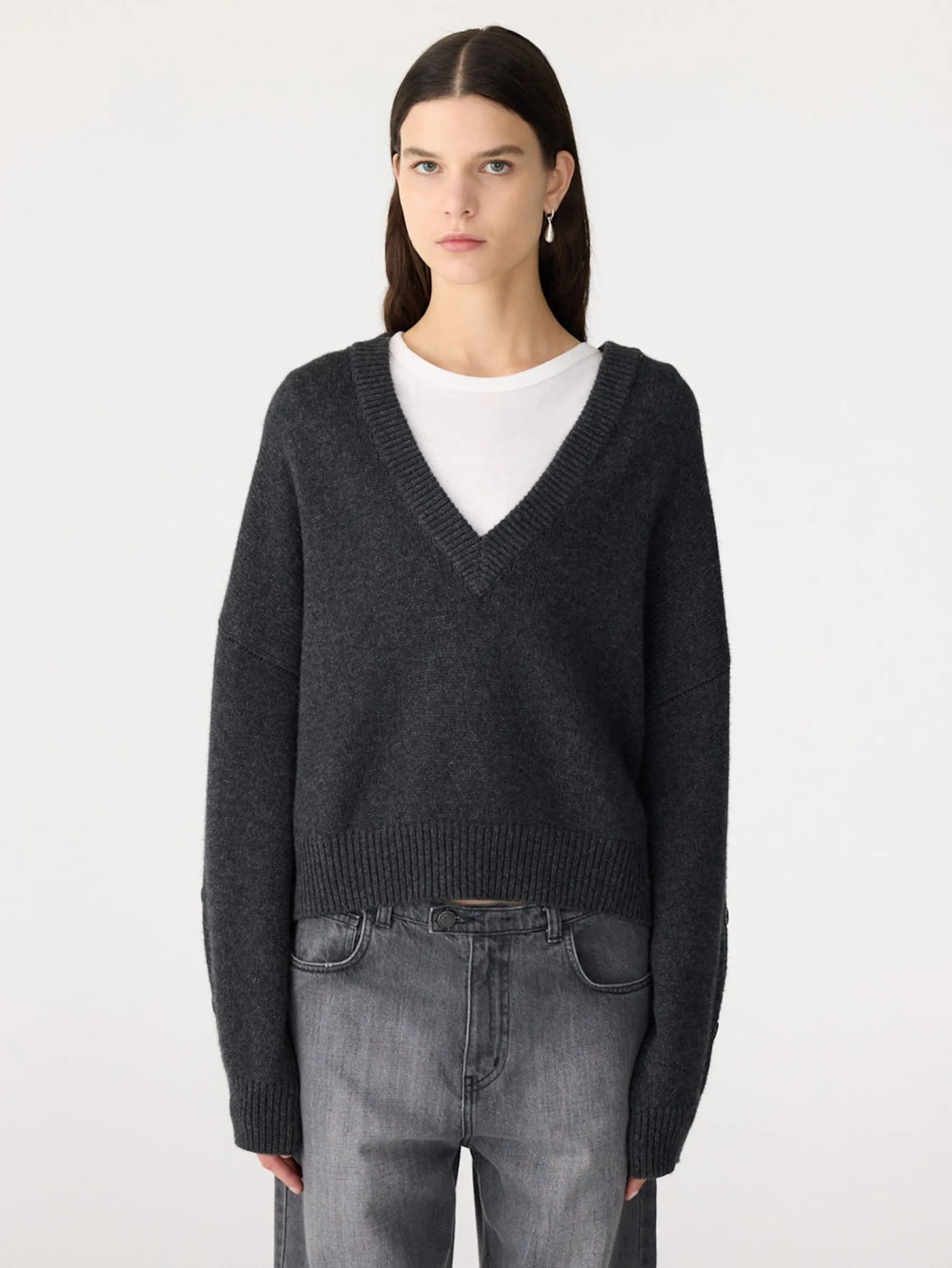 Sleeve Detail V Neck Knit sold by Bassike product image thumbnail 2