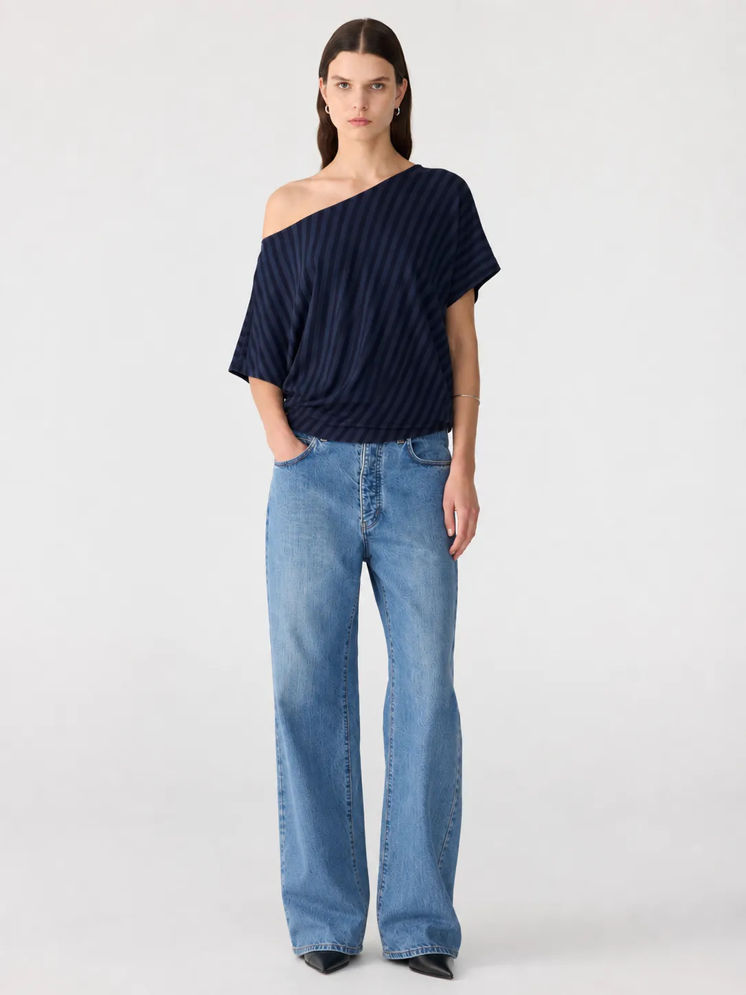 Stripe Off Shoulder Top sold by Bassike