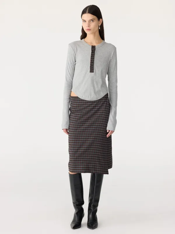 Scoop Hem Placket T-Shirt made by Bassike