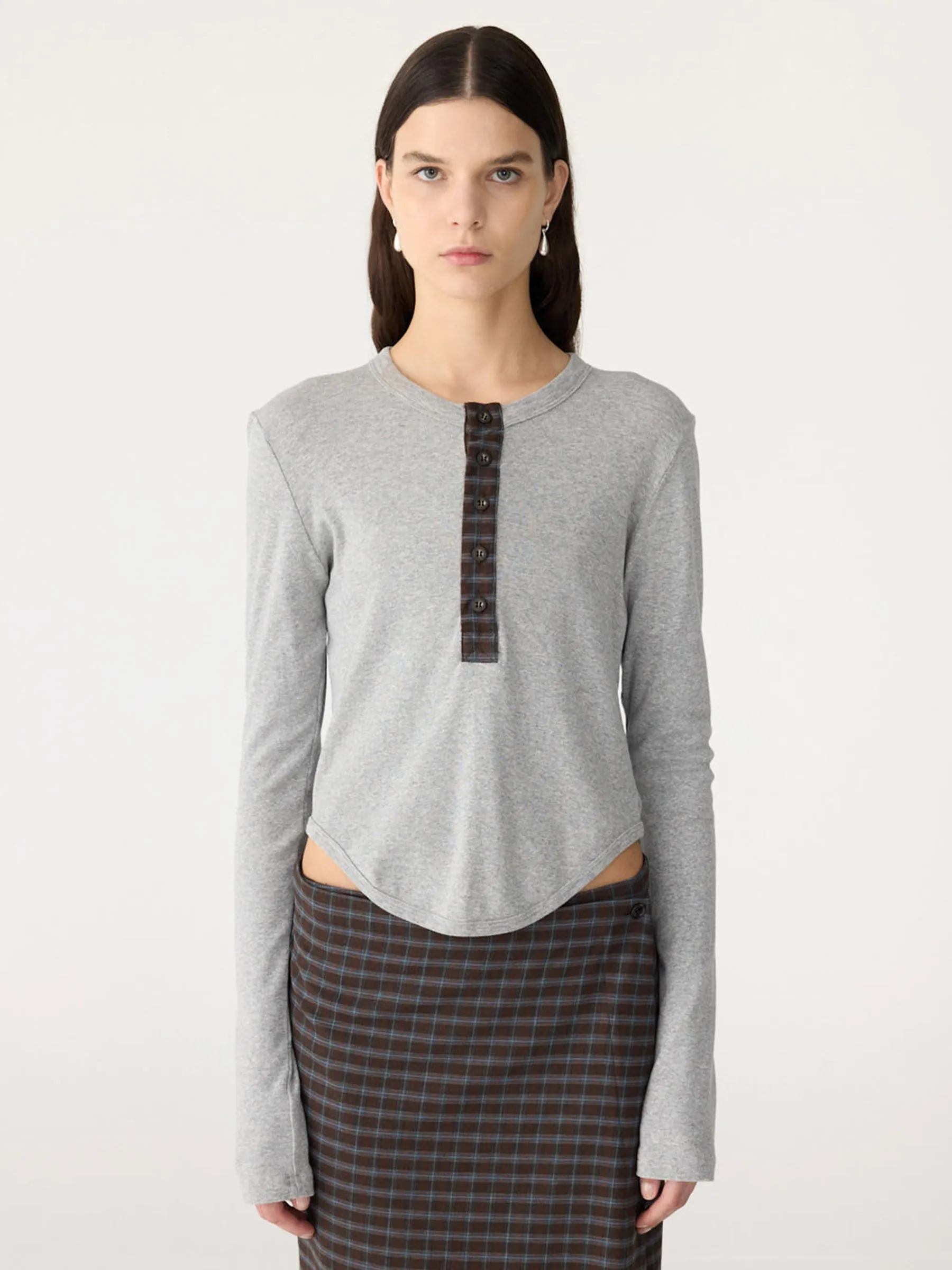 Scoop Hem Placket T-Shirt sold by Bassike product image thumbnail 2