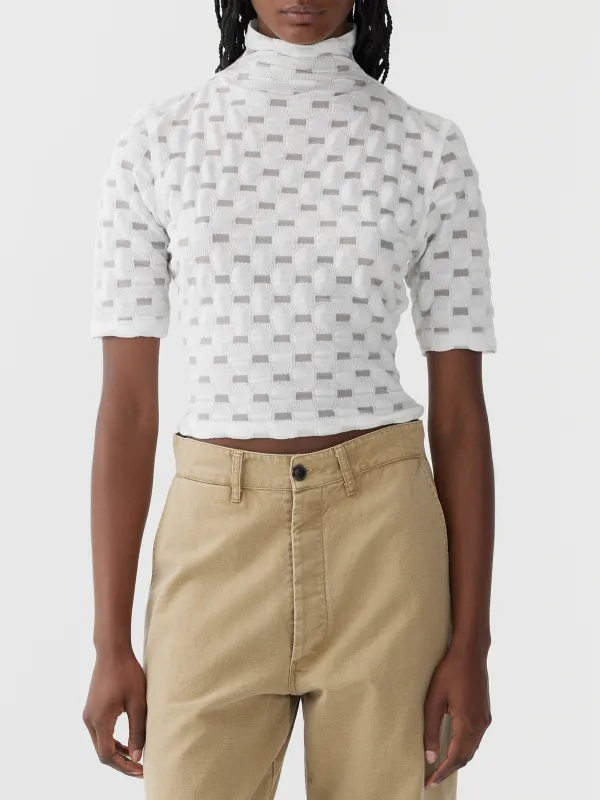 Cropped Lace Raised Neck Top made by Bassike