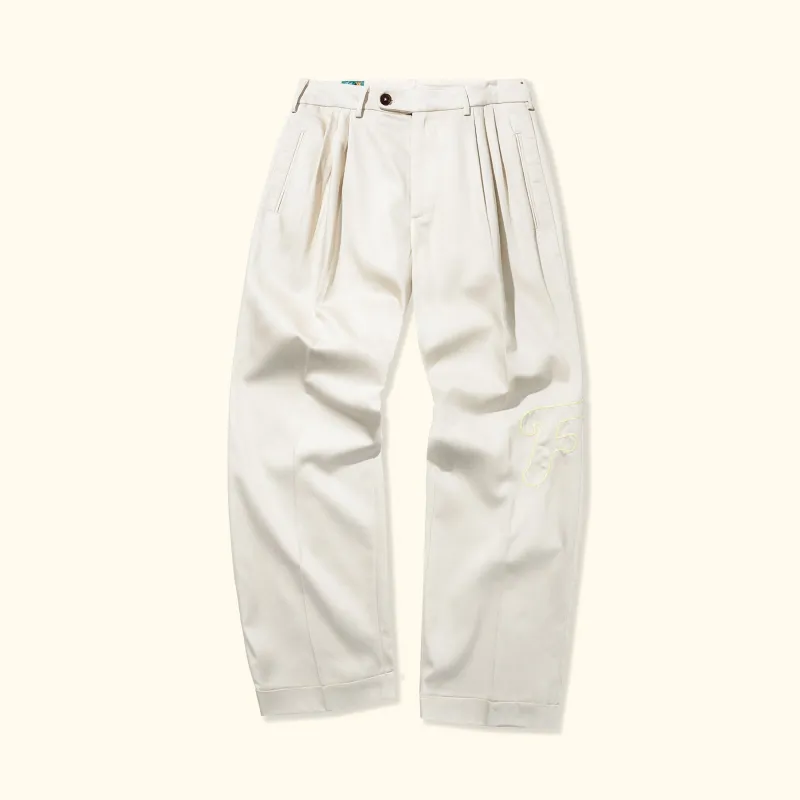 Chainstitch Trousers Cream sold by GOLF le FLEUR*