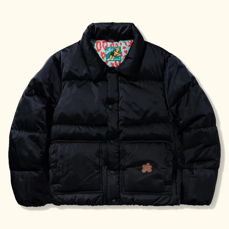 Collared Puffer Jacket Black sold by GOLF le FLEUR*