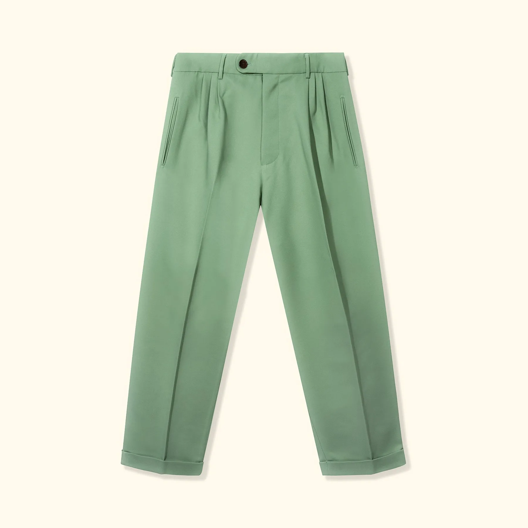 Double Pleated Trousers Drab Green sold by GOLF le FLEUR*